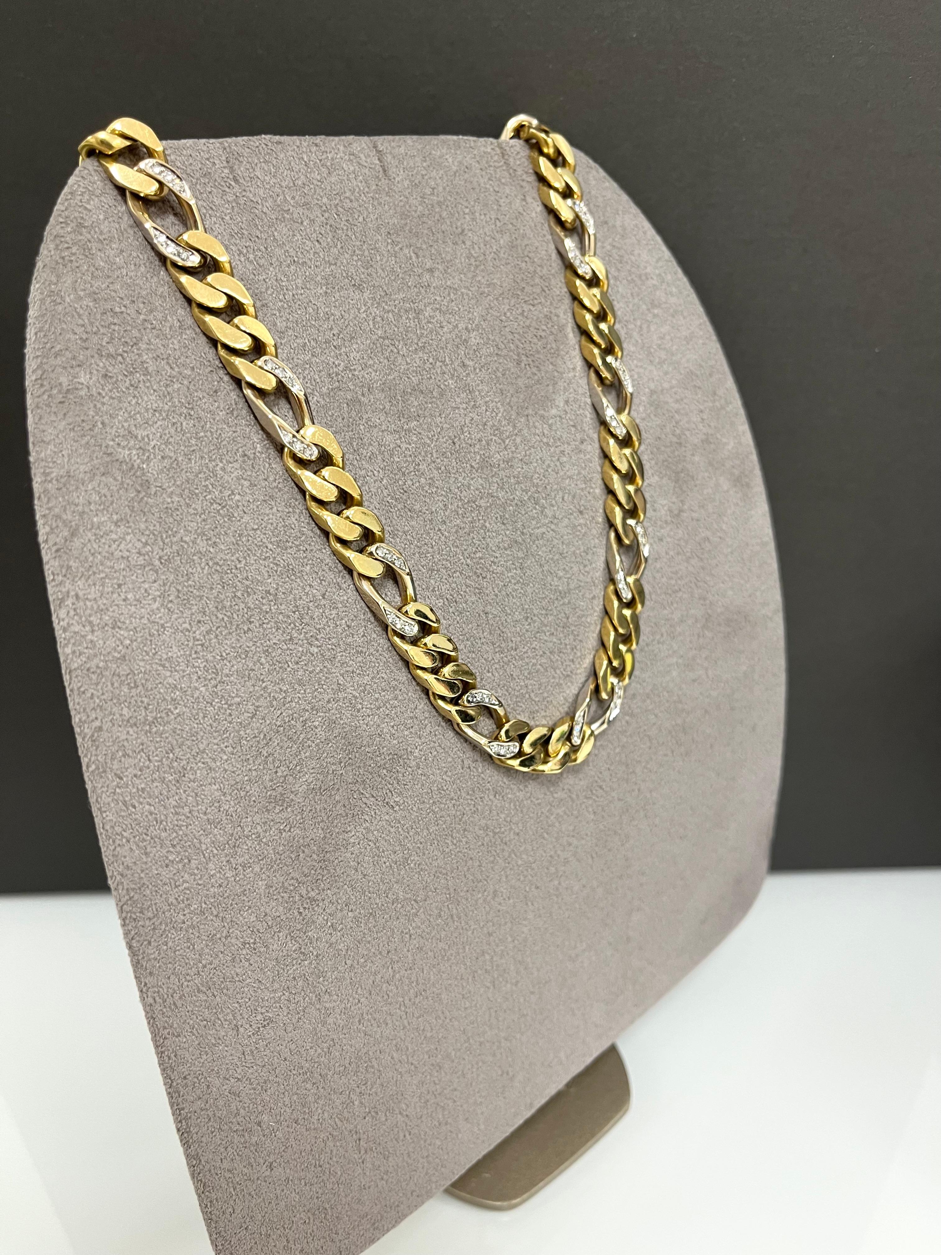 Moderno 1980 18 Kt. Yellow and White Gold Diamonds BVLGARI Groumette Necklace
