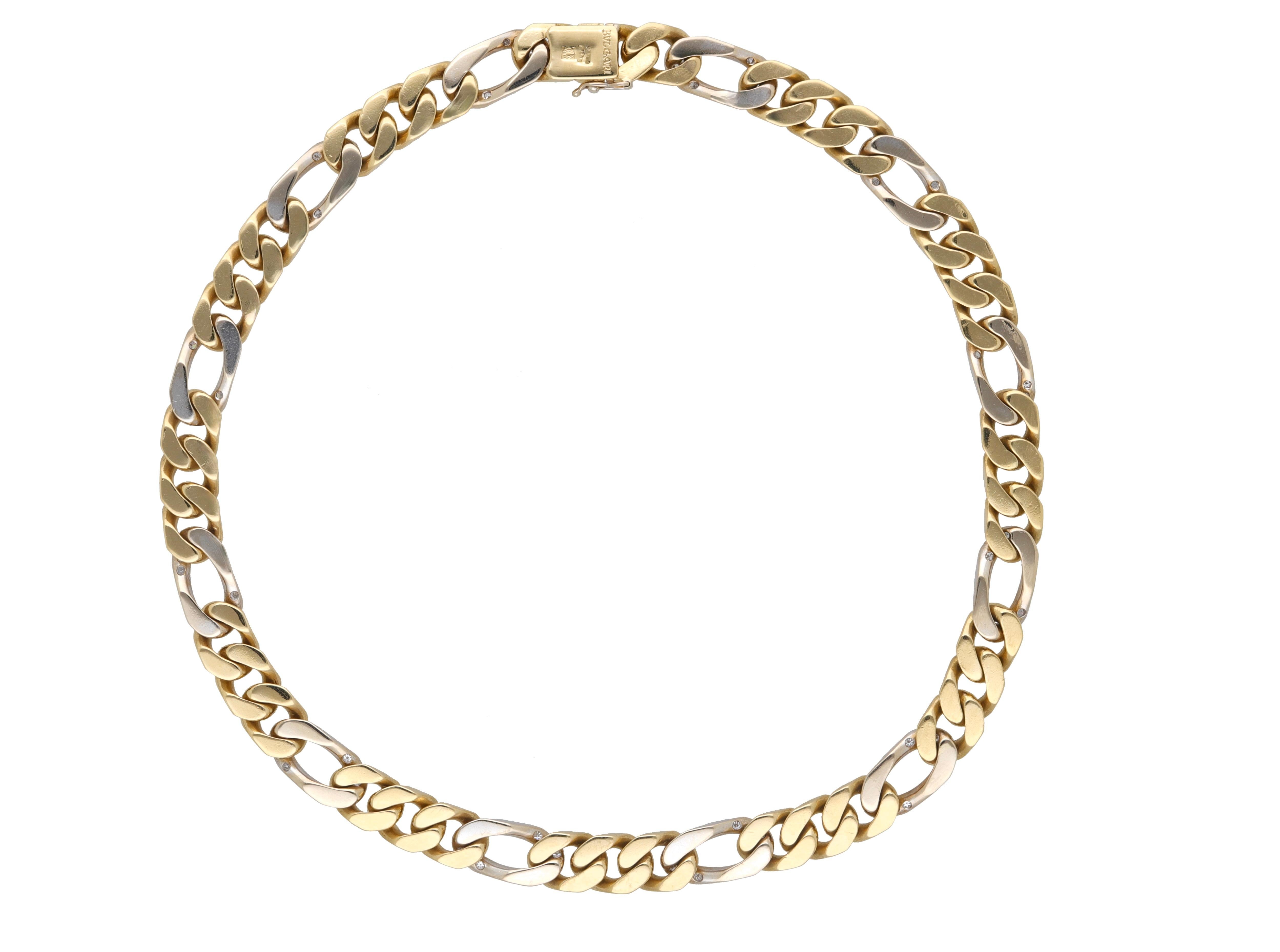 1980 18 Kt. Yellow and White Gold Diamonds BVLGARI Groumette Necklace 3