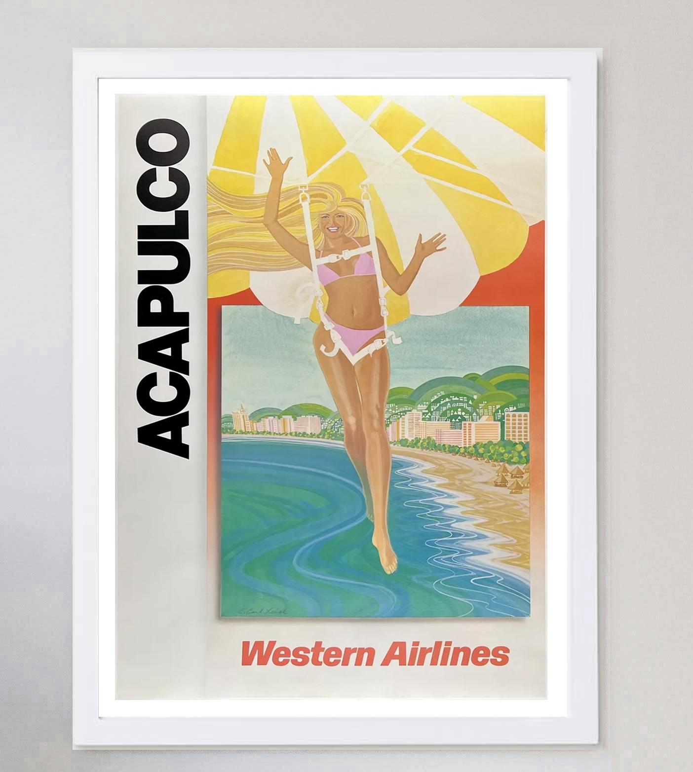 American 1980 Acapulco - Western Air Lines Original Vintage Poster For Sale