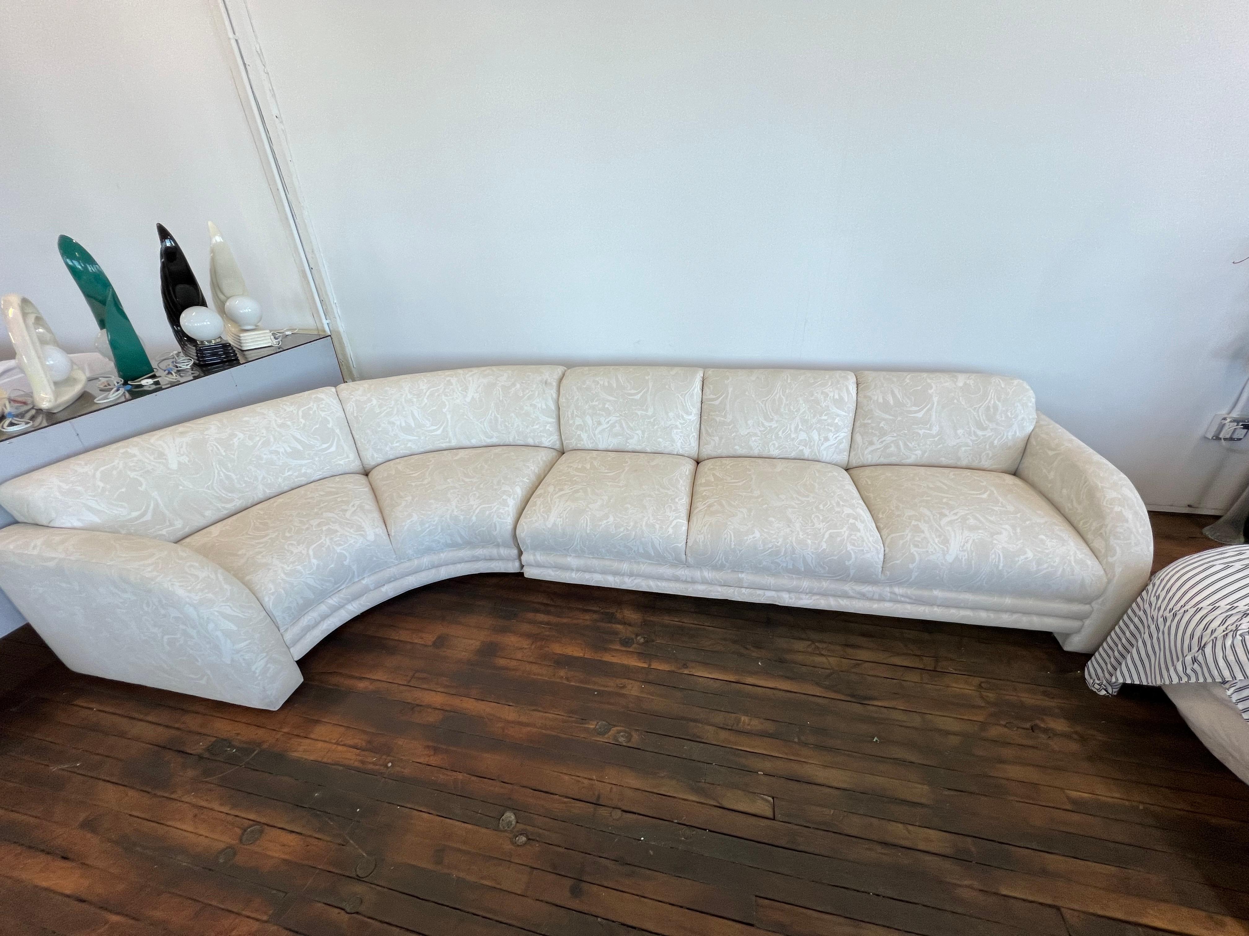 Post-Modern 1980 Adrian Pearsall style white patterned sectional For Sale