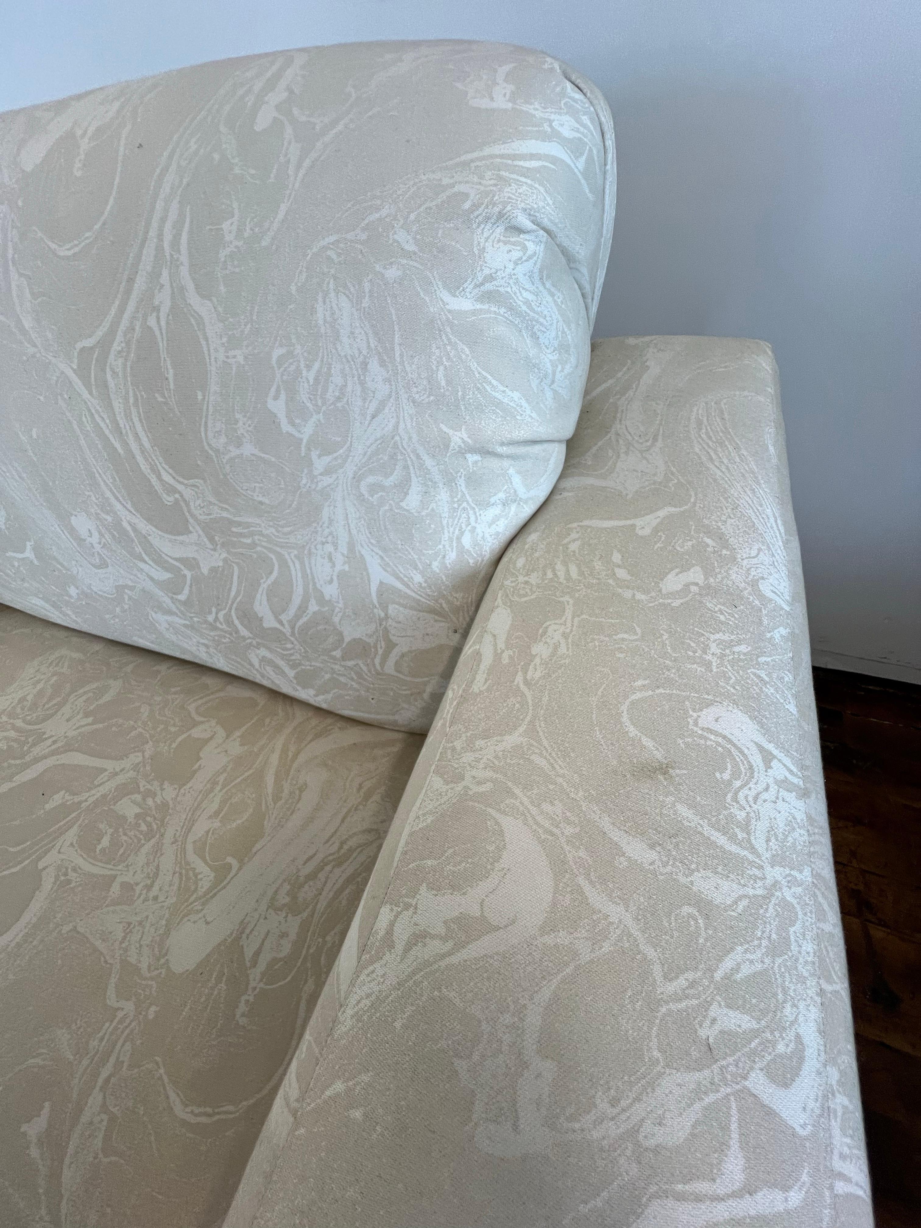 American 1980 Adrian Pearsall style white patterned sectional For Sale