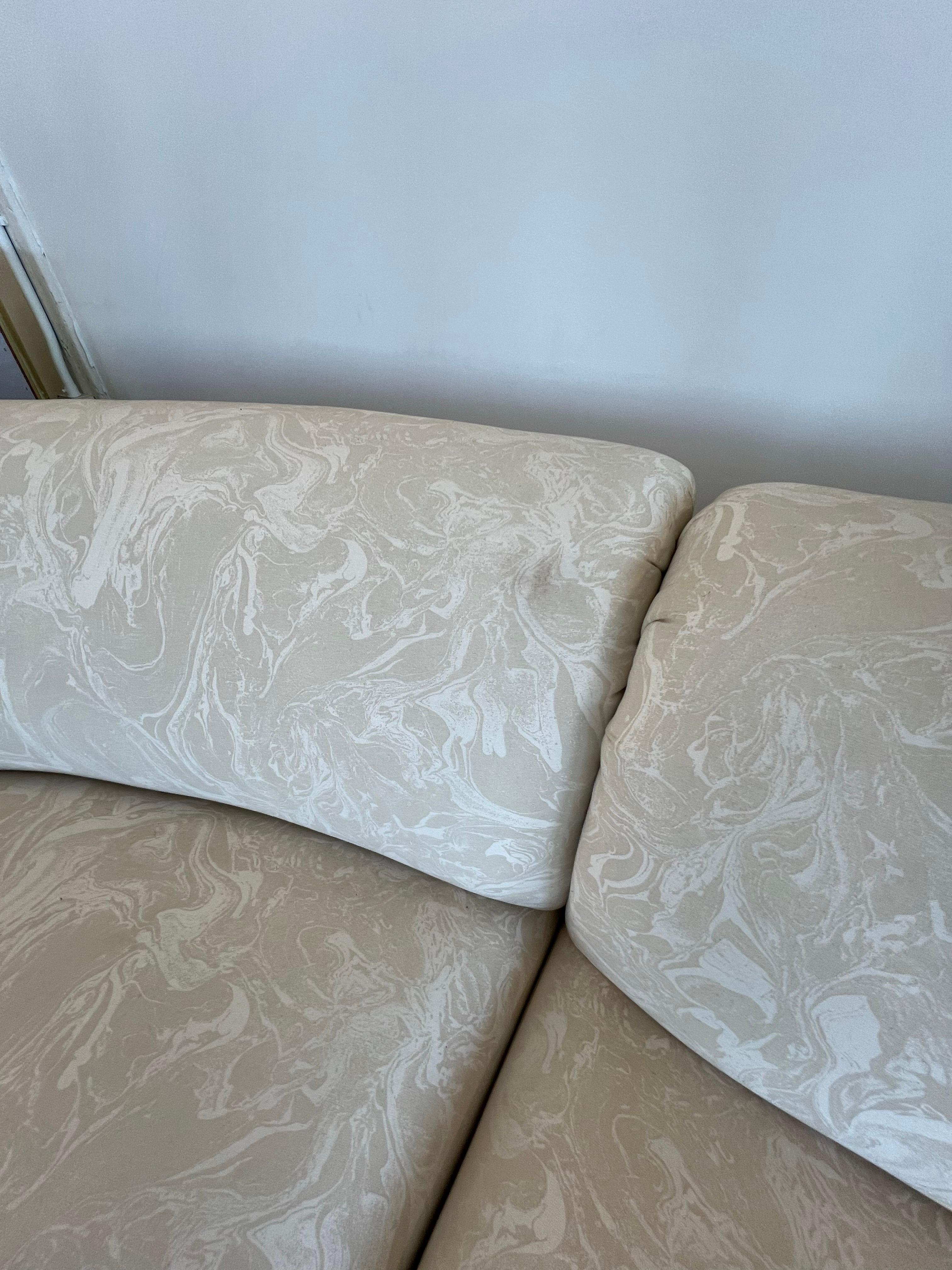 Late 20th Century 1980 Adrian Pearsall style white patterned sectional For Sale