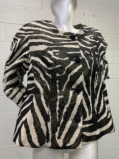 1980 Arnold Scaasi Zebra Print Matelasse Brocade & Red Silk Lined Evening Jacket