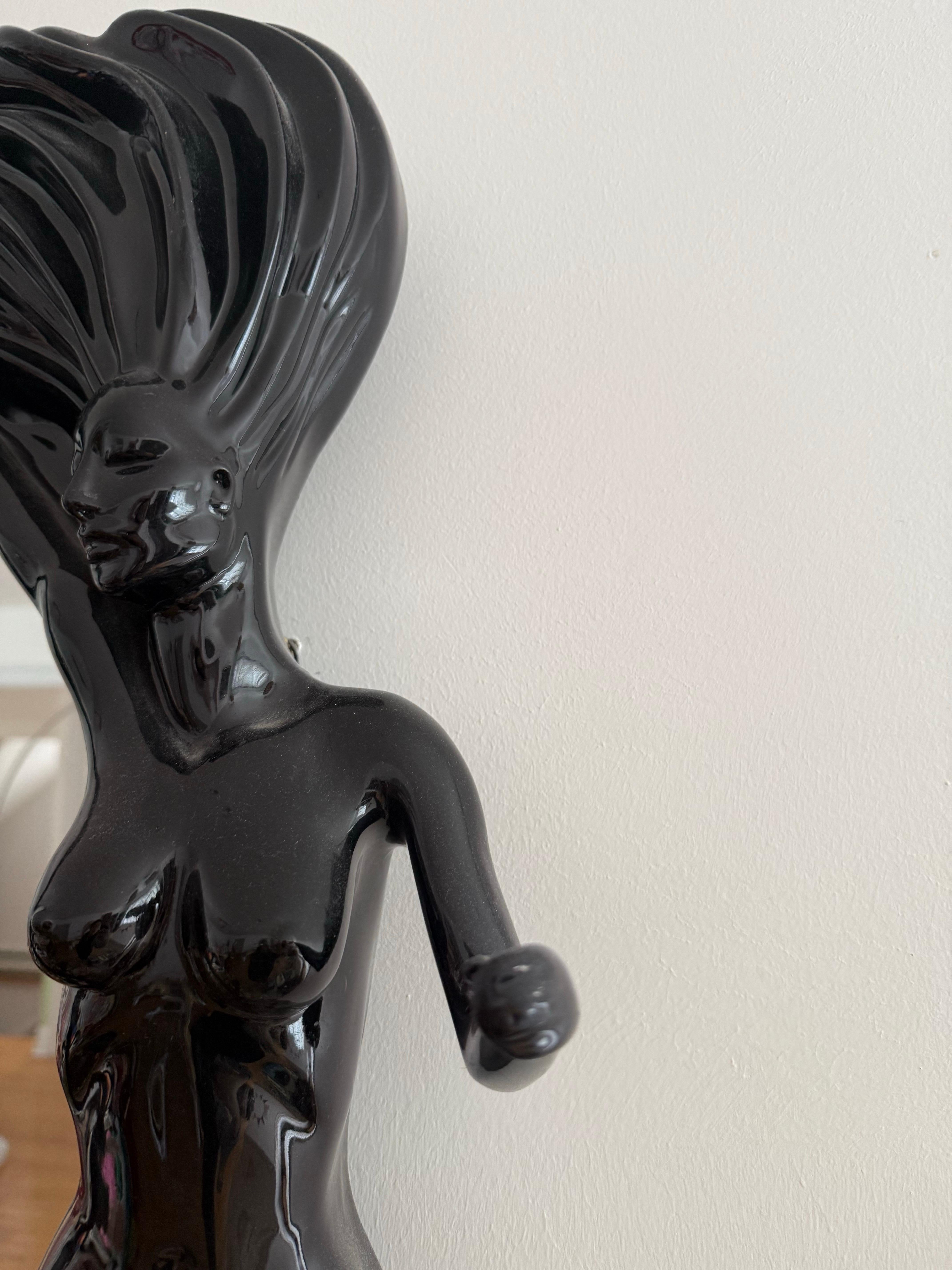 Art Déco 1980 Art Deco Mirror nero per donna nuda in vendita