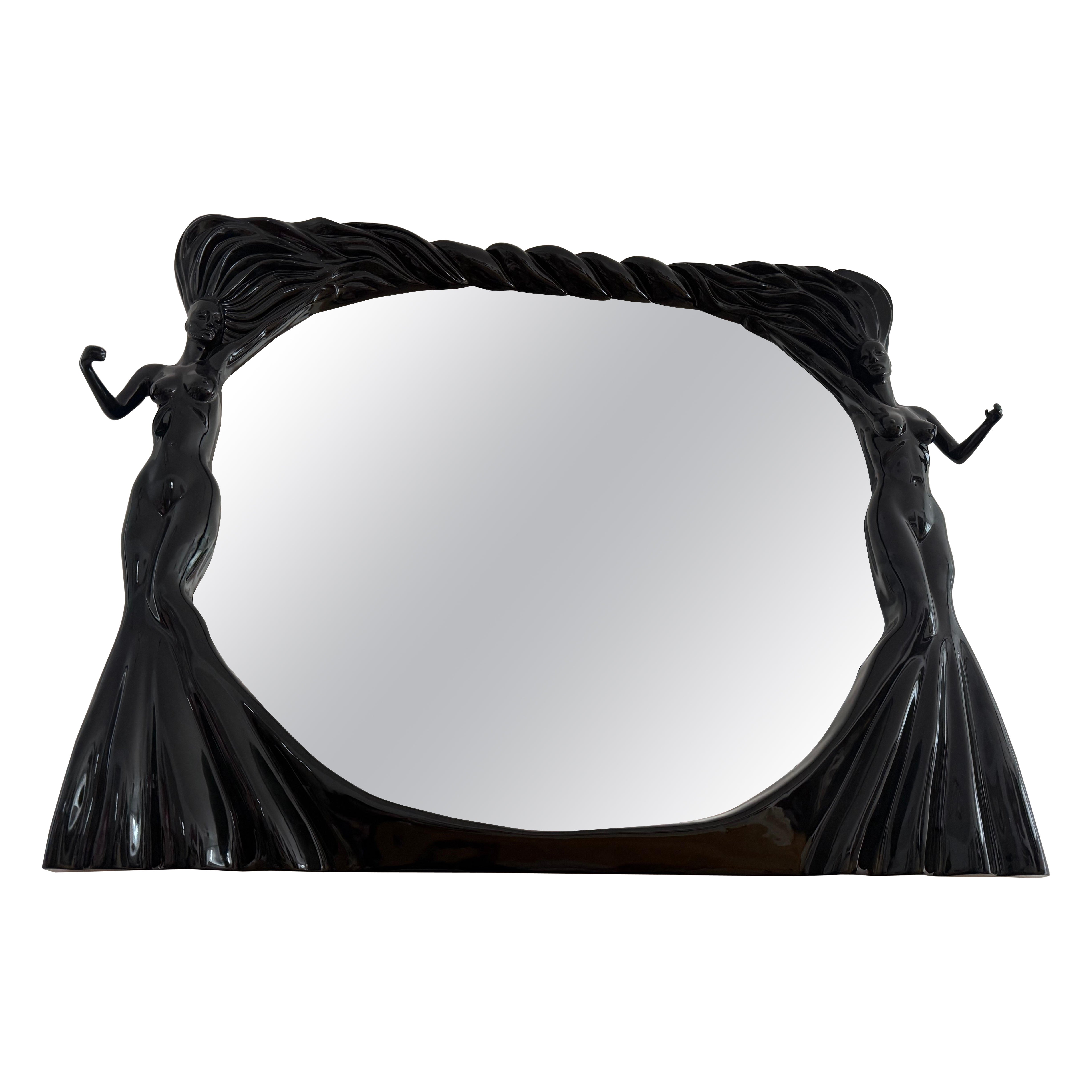 1980 Art Deco Mirror nero per donna nuda in vendita