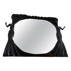 1980 Art Deco Black Nude Women Mirror