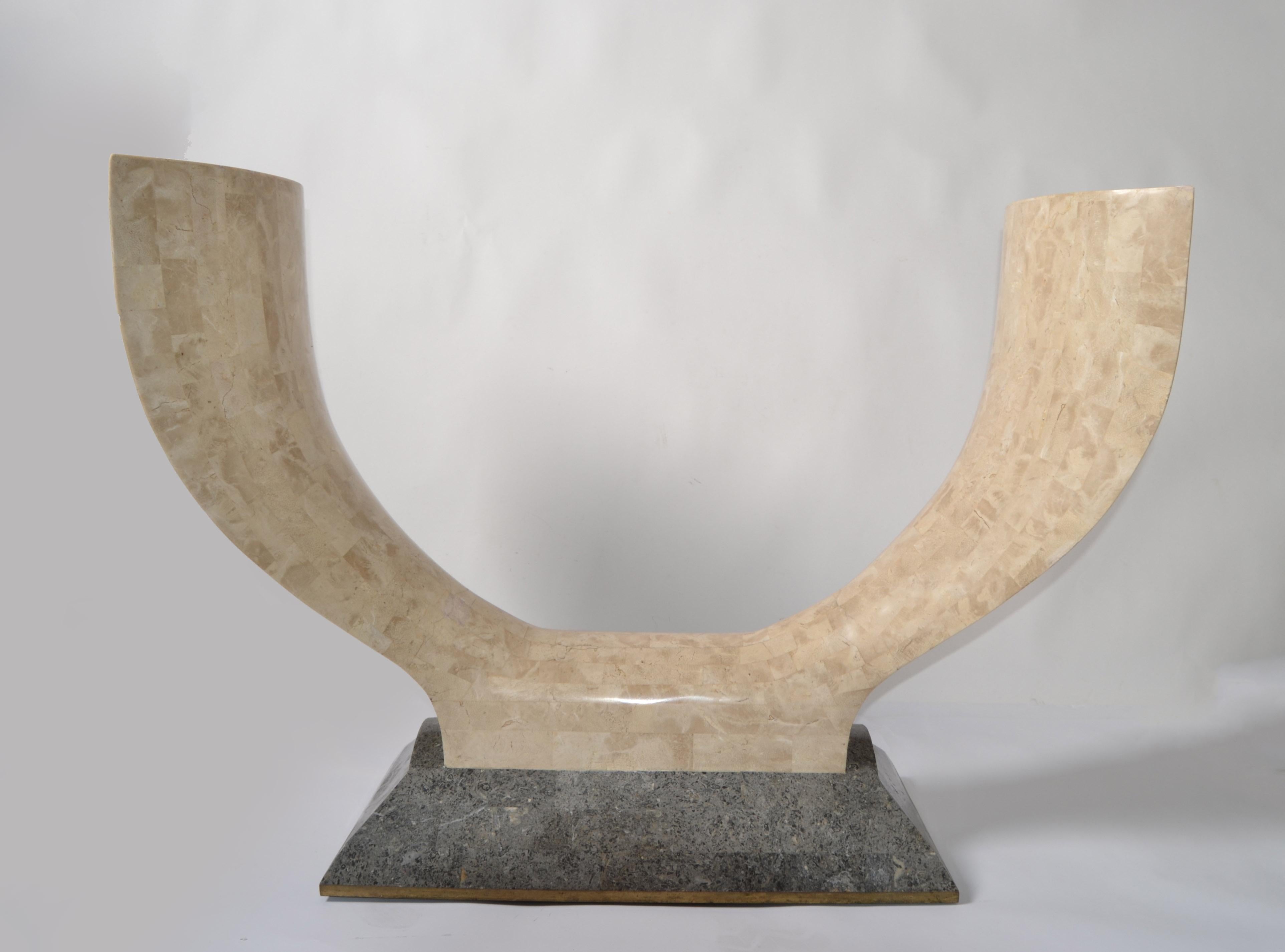 Art déco Table console en bois de marbre et pierre tessellatée de style Art Déco Maitland-Smith de 1980  en vente