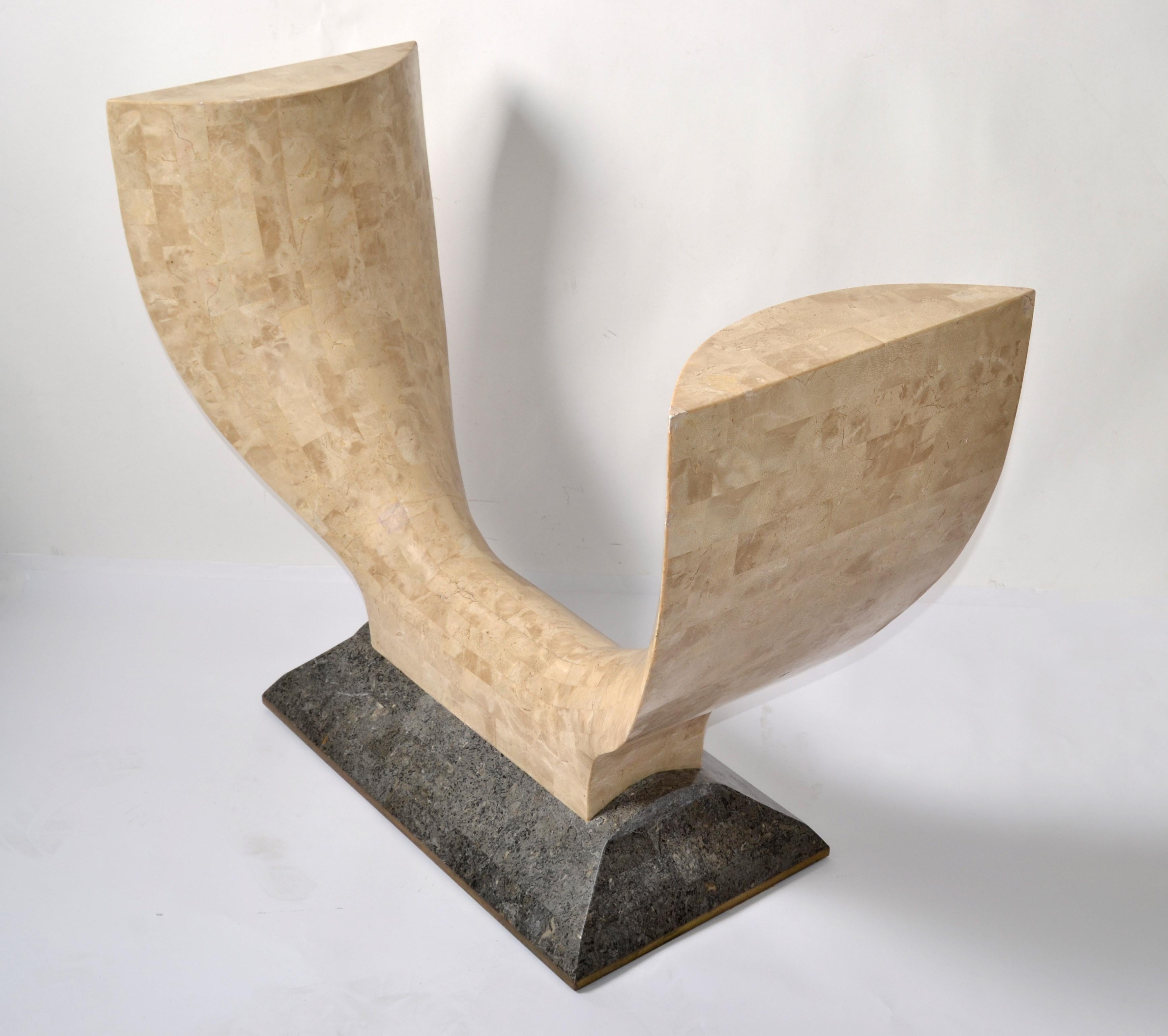 1980 Art Deco Style Maitland-Smith Tessellated Stone Marble Wood Console Table  In Good Condition For Sale In Miami, FL