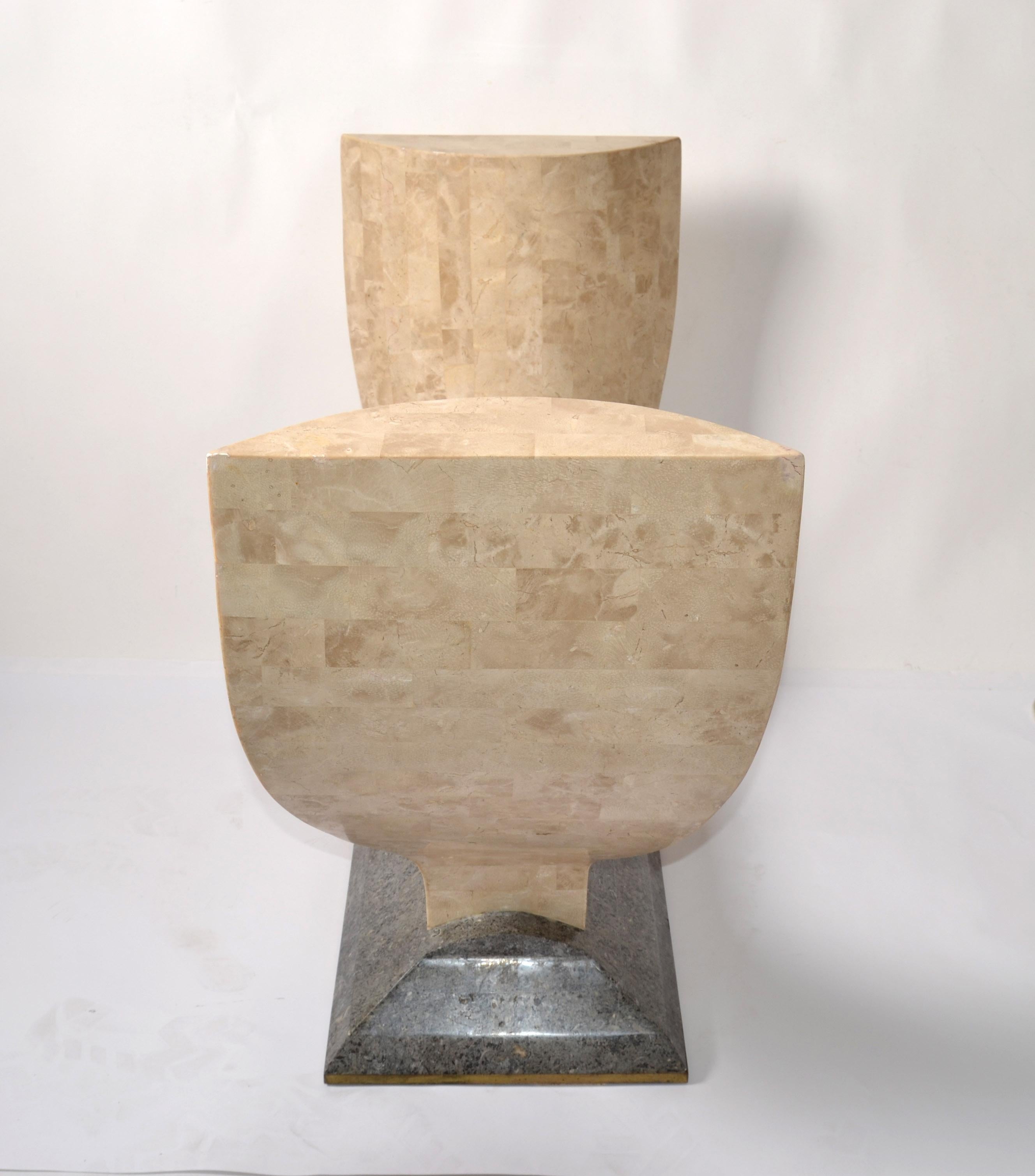 Late 20th Century 1980 Art Deco Style Maitland-Smith Tessellated Stone Marble Wood Console Table  For Sale