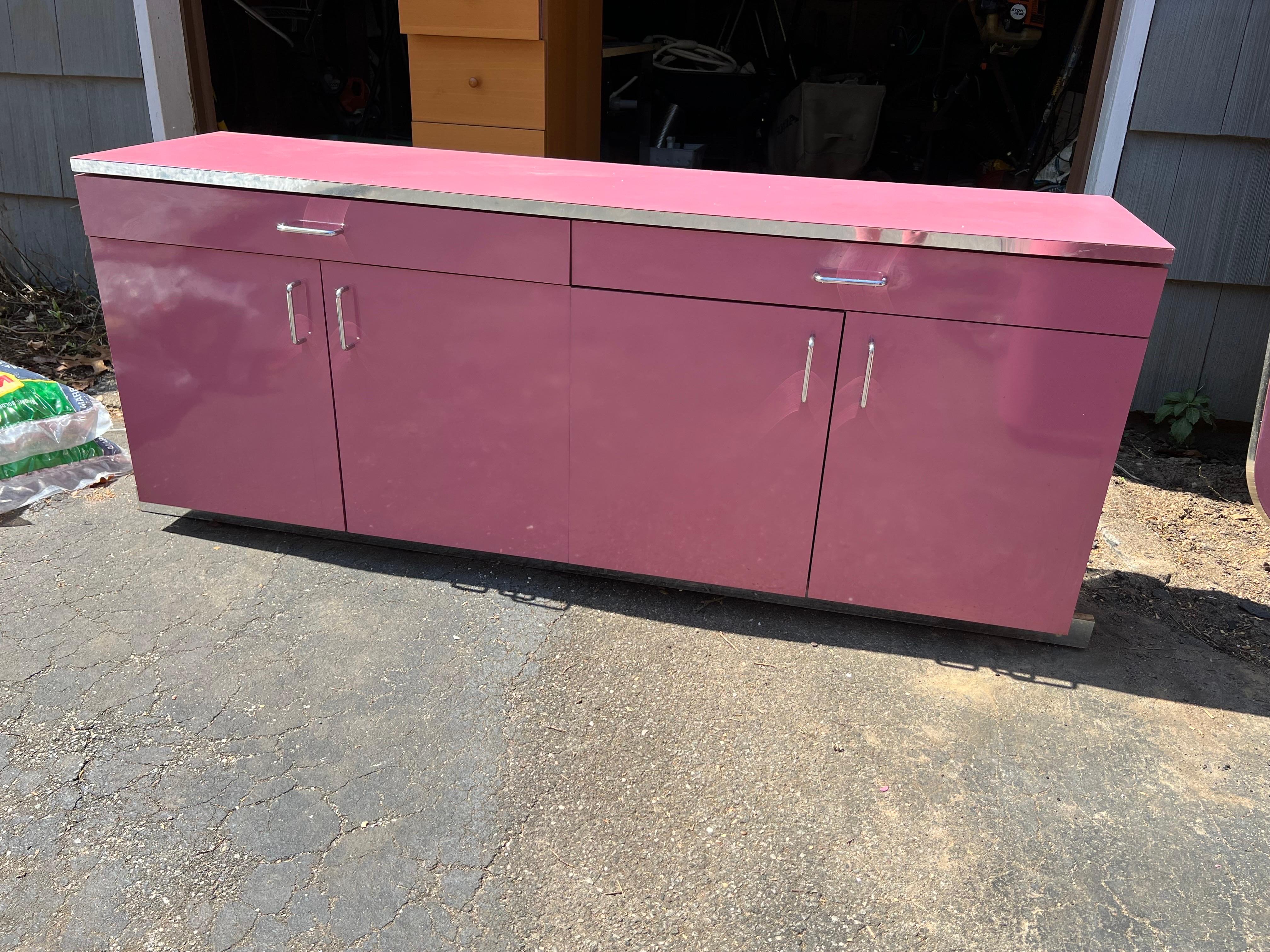 1980 barbie pink chrome cabinet dresser

Custom made by the original owner in 1980. Perfect to use it as a credenza in the living room or a dresser in your bedroom.