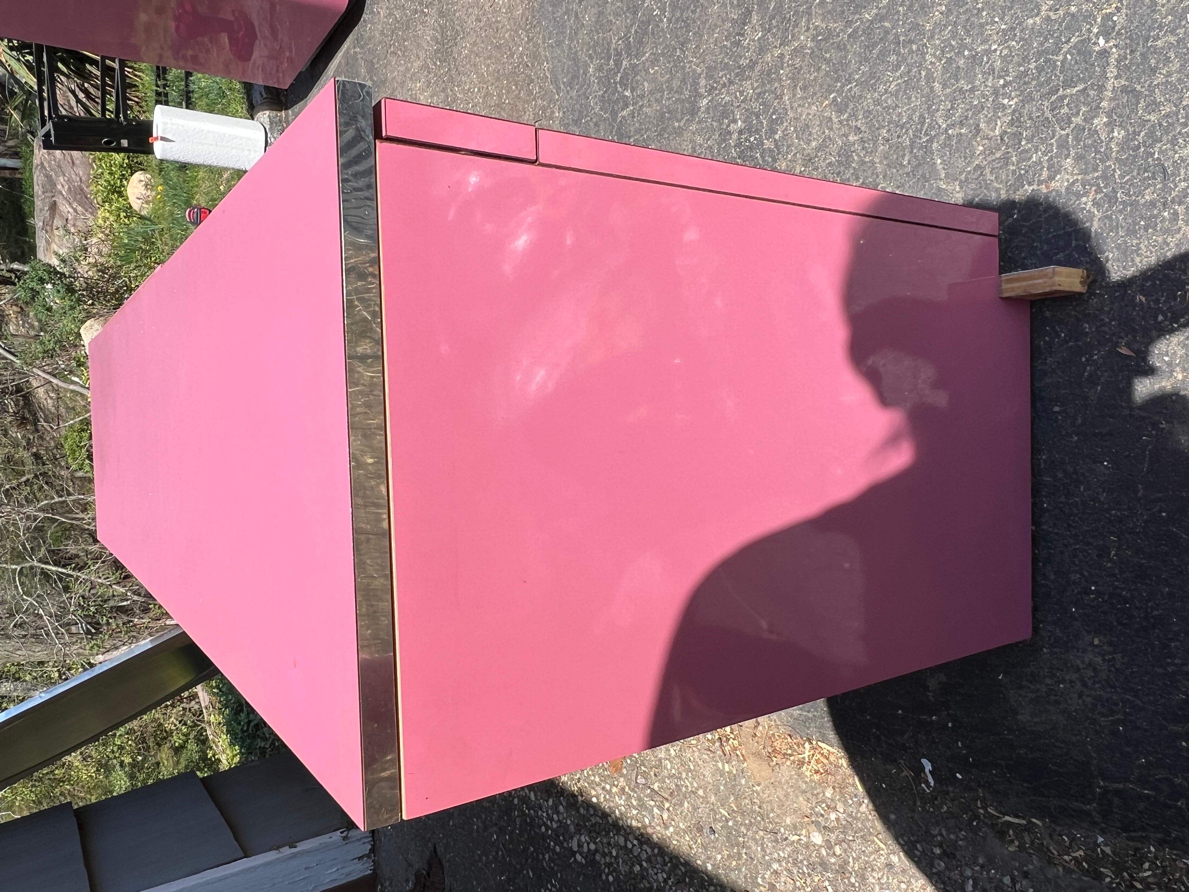 1980 Barbie Pink Laminate Chrome Cabinet In Good Condition In Staten Island, NY
