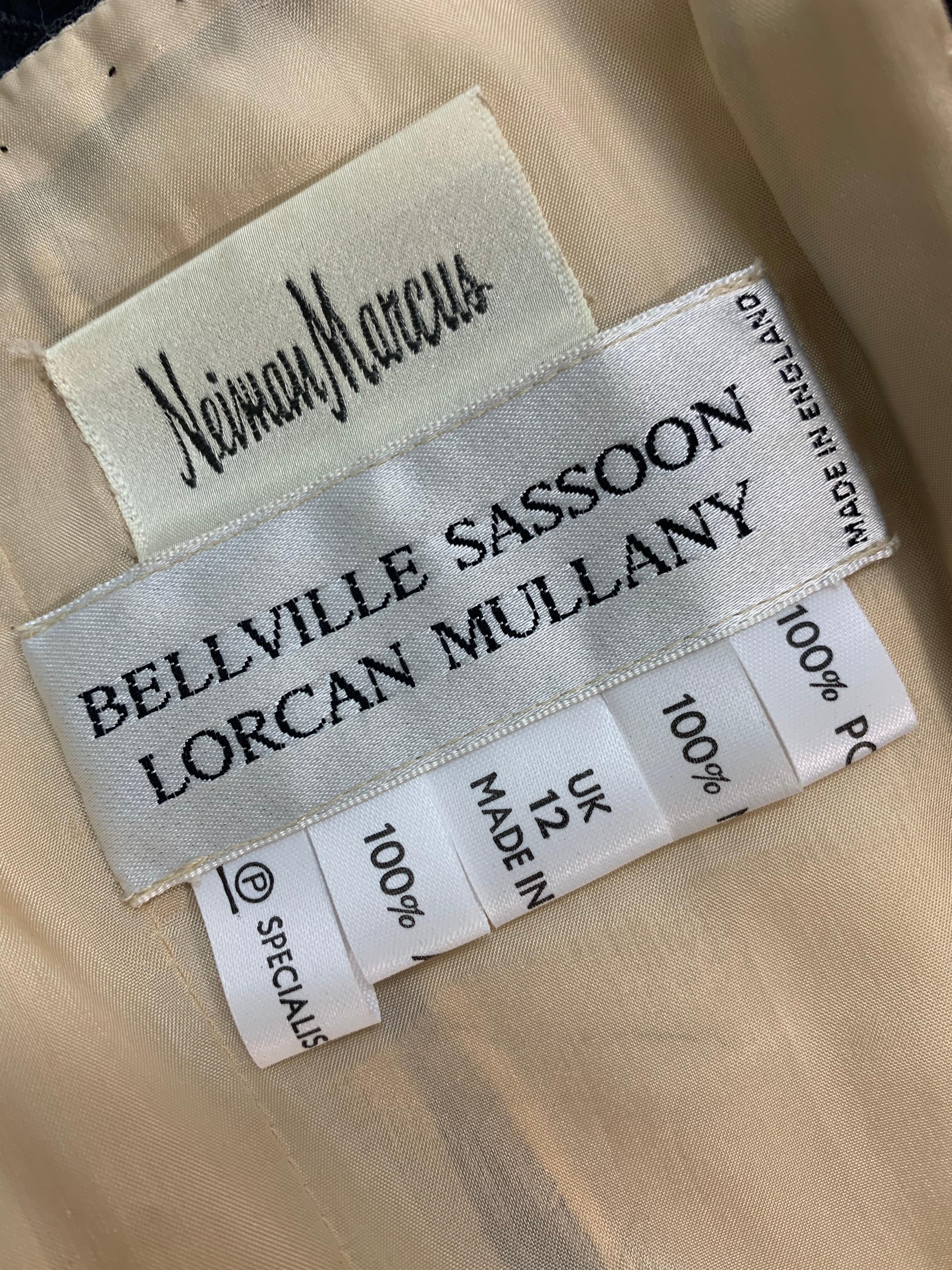 1980 Belleville Sassoon Vestido negro de tul con hombros al aire estilo campesino 9