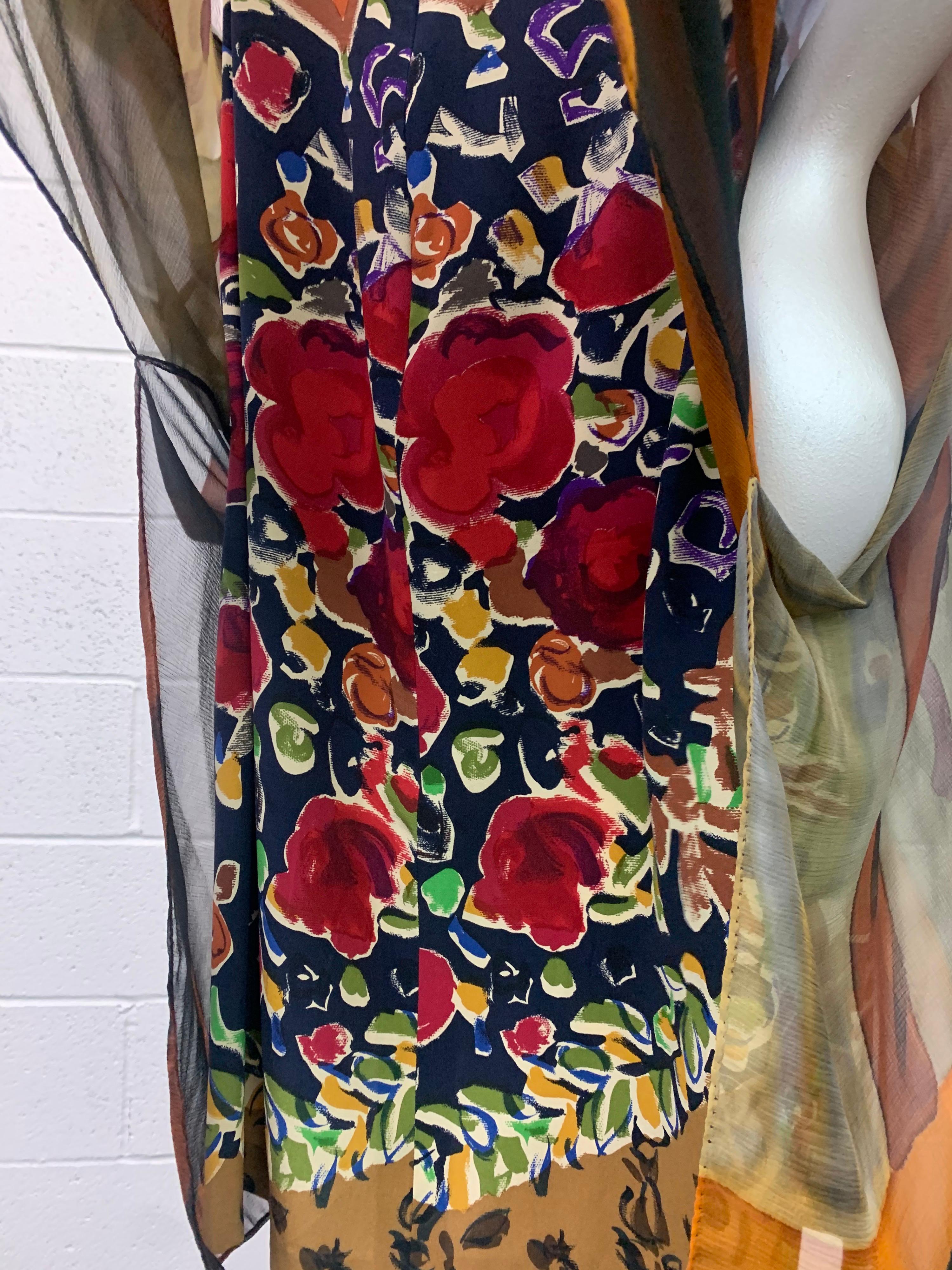 1980 Bill Blass Matisse Print Silk Chiffon Overlay & Matching Shift Dress Set For Sale 7
