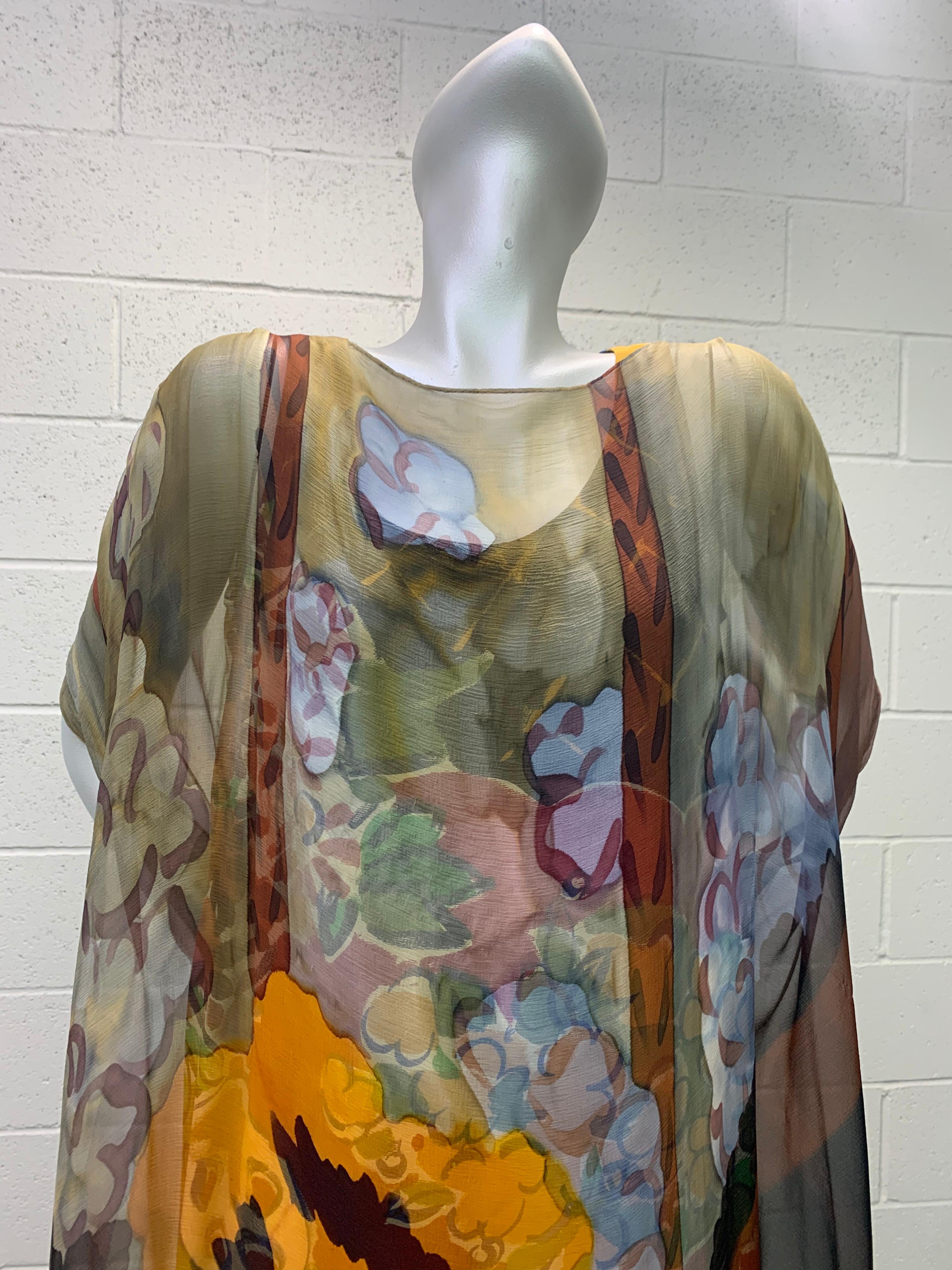 1980 Bill Blass Matisse Print Silk Chiffon Overlay & Matching Shift Dress Set In Excellent Condition For Sale In Gresham, OR