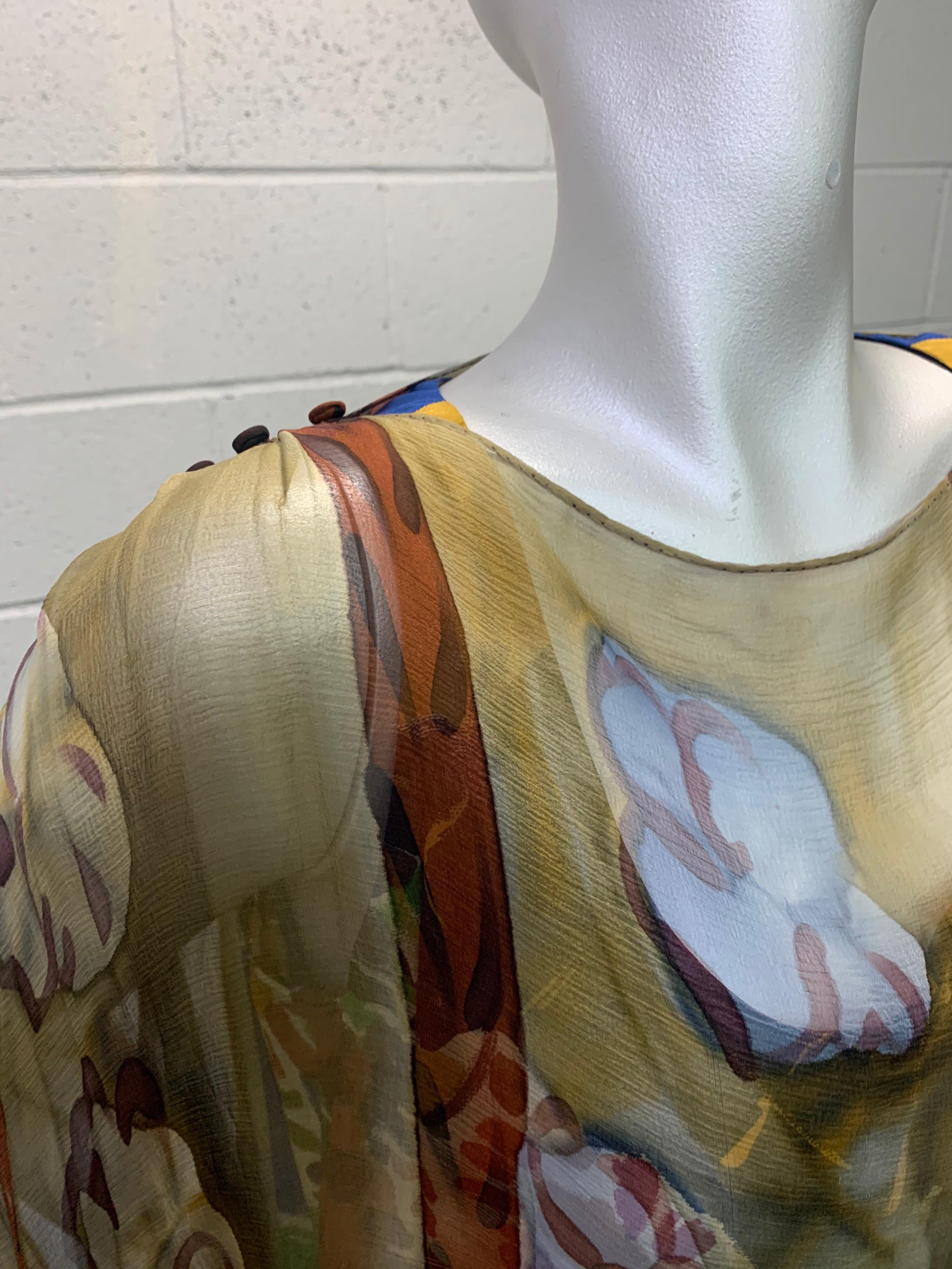 1980 Bill Blass Matisse Print Silk Chiffon Overlay & Matching Shift Dress Set For Sale 2