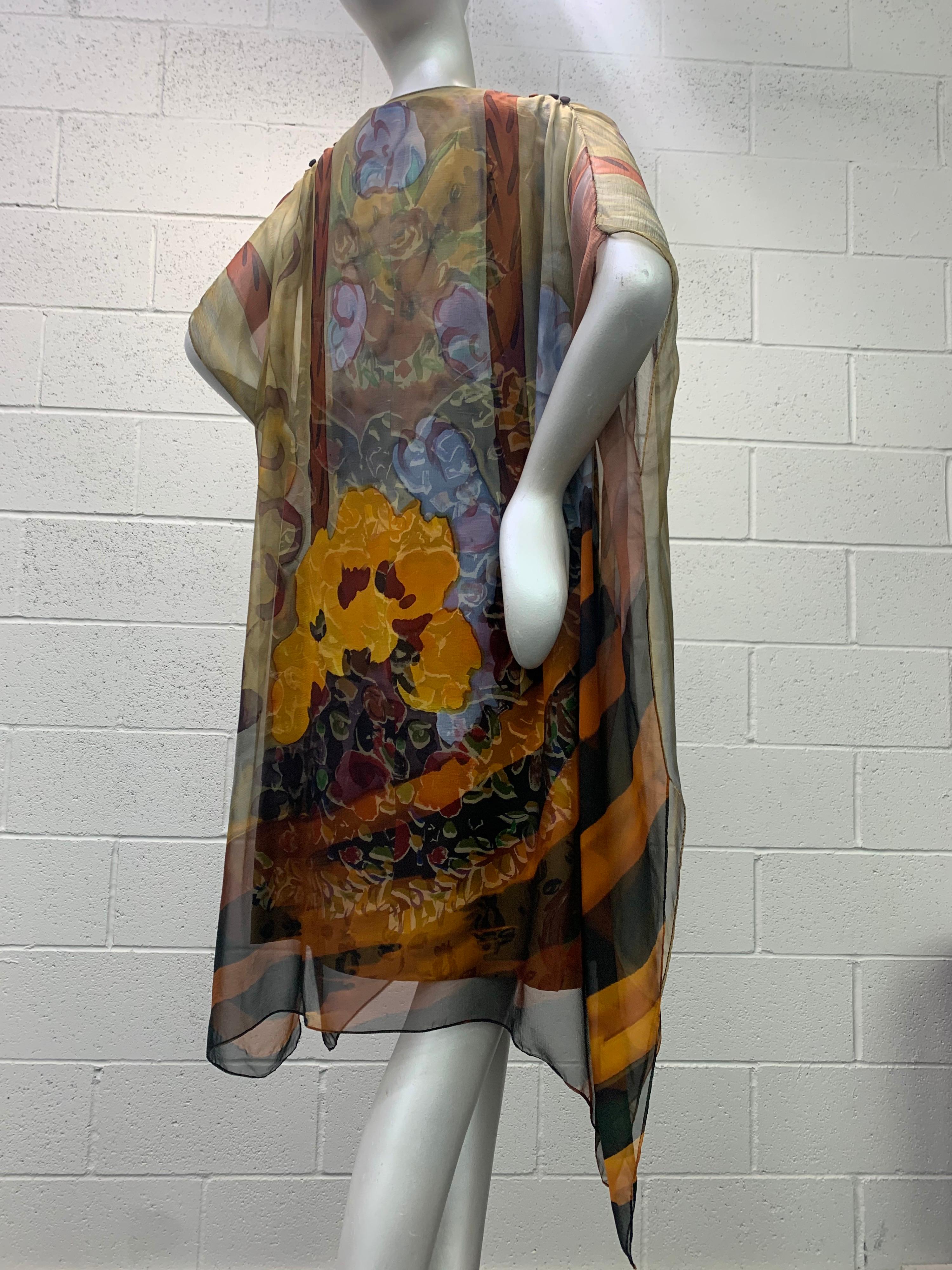 1980 Bill Blass Matisse Print Silk Chiffon Overlay & Matching Shift Dress Set For Sale 4