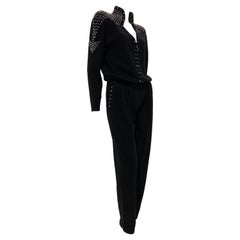 1980 Mono de Punto Negro con Flechas Estructuradas Adornadas con Pedrería en los Hombros