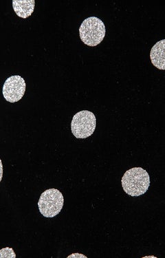 1980 black velvet dress with silver polka dots and Lanvin label