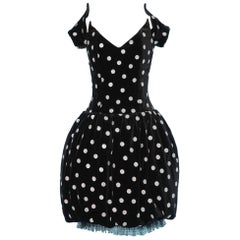 1980 black velvet dress with silver polka dots and Lanvin label