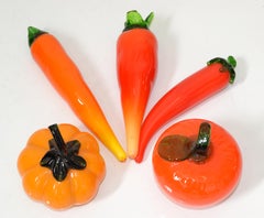 Ensemble en verre d'art de Murano soufflé de 1980 5 fruits et légumes Italie mi-siècle moderne