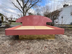 1980 Blush Pink Laminated King Size Headboard Floating Platform