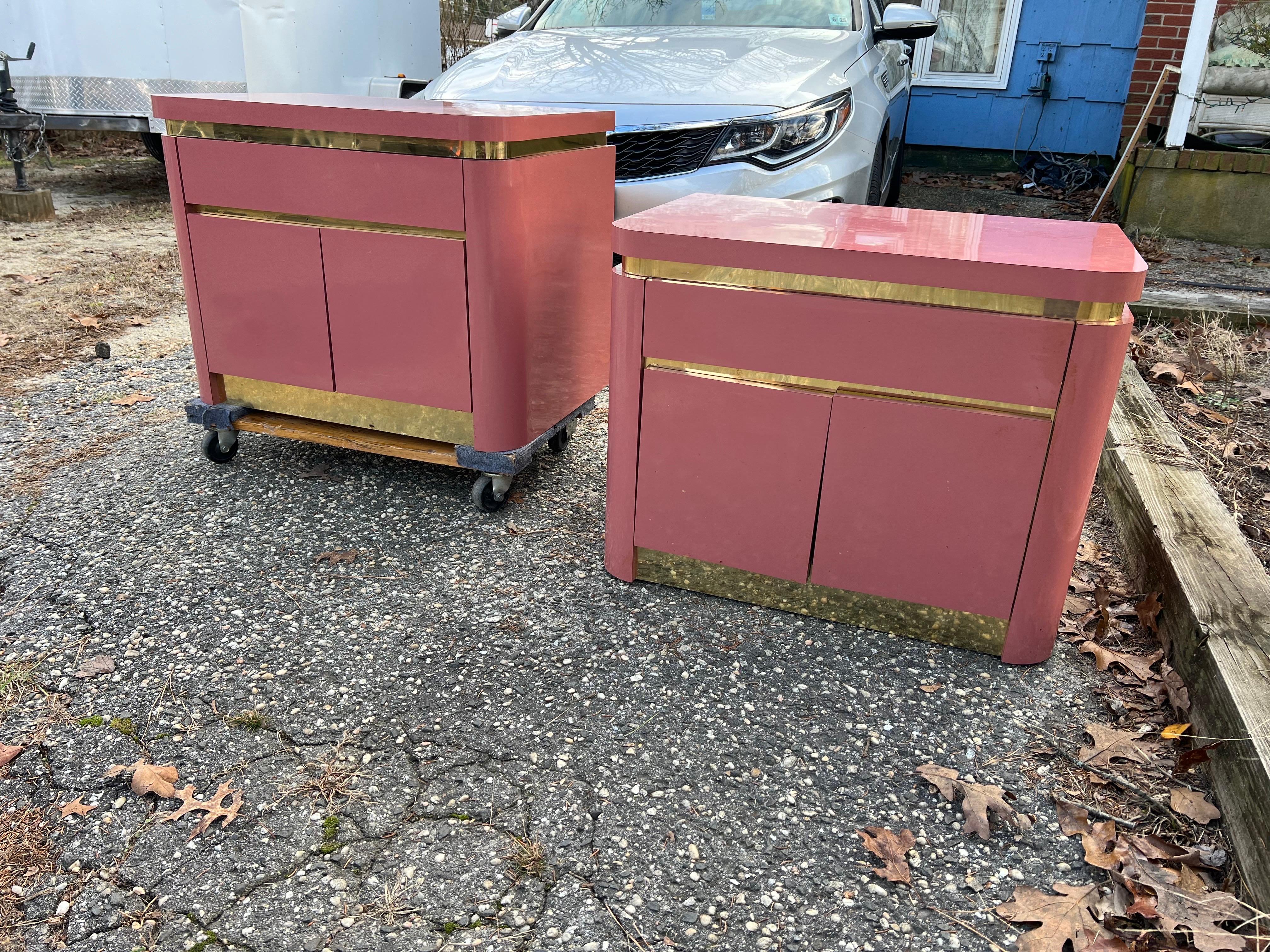 Post-Modern 1980 Blush Pink Laminated Nightstands- A Pair For Sale