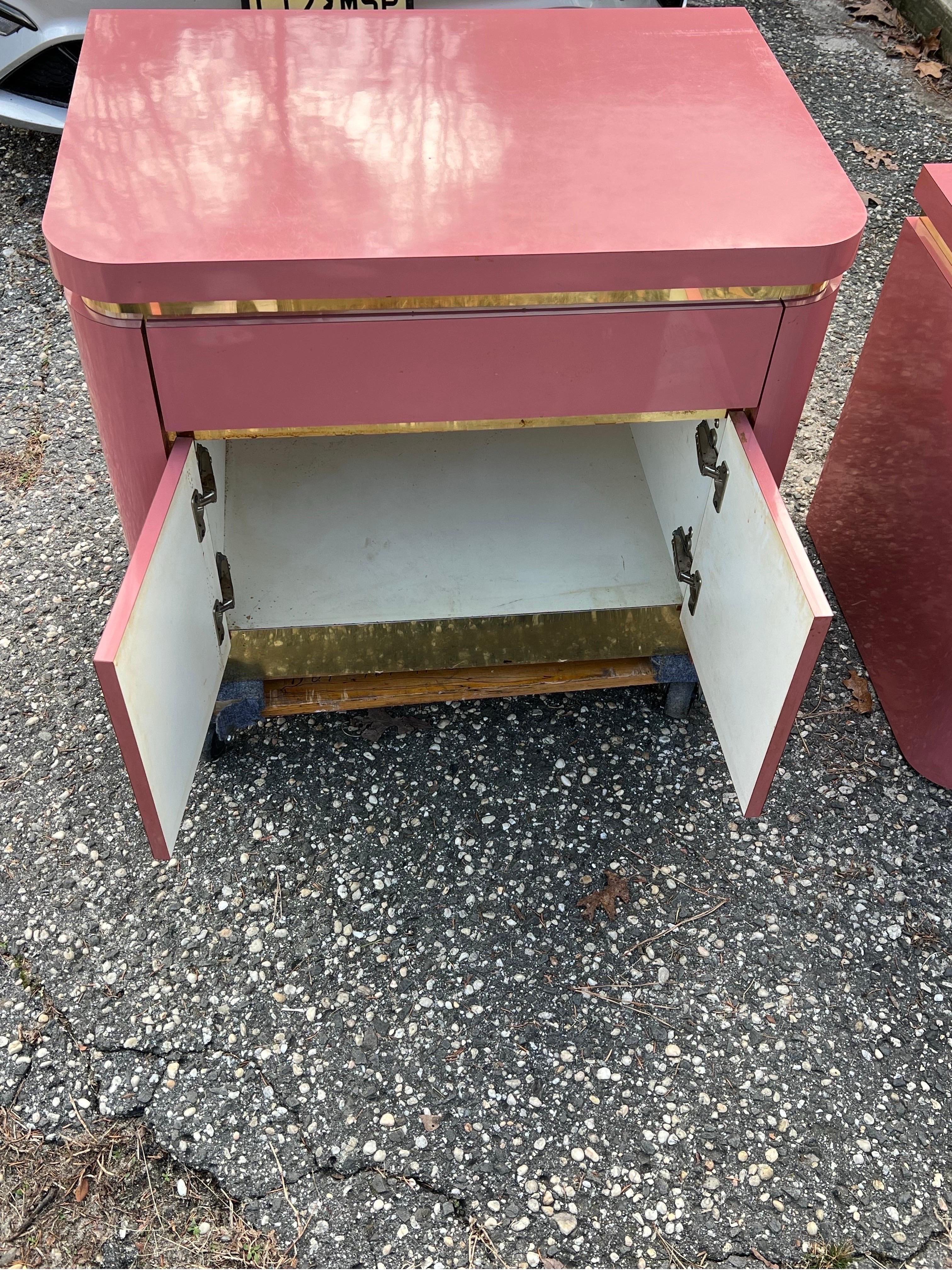 Late 20th Century 1980 Blush Pink Laminated Nightstands- A Pair For Sale