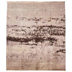 1980 Brown and Stone Color Carpet or Rug Hand-Knotted in Wool, Late 20th Century