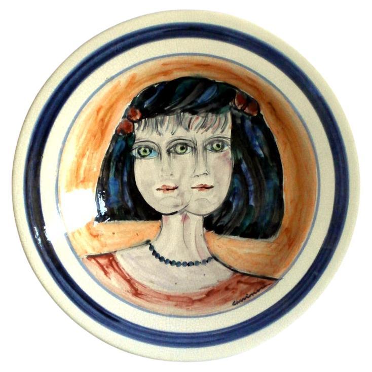 1980 Bruno Cassinari Ceramics Italy Rossicone Plate For Sale