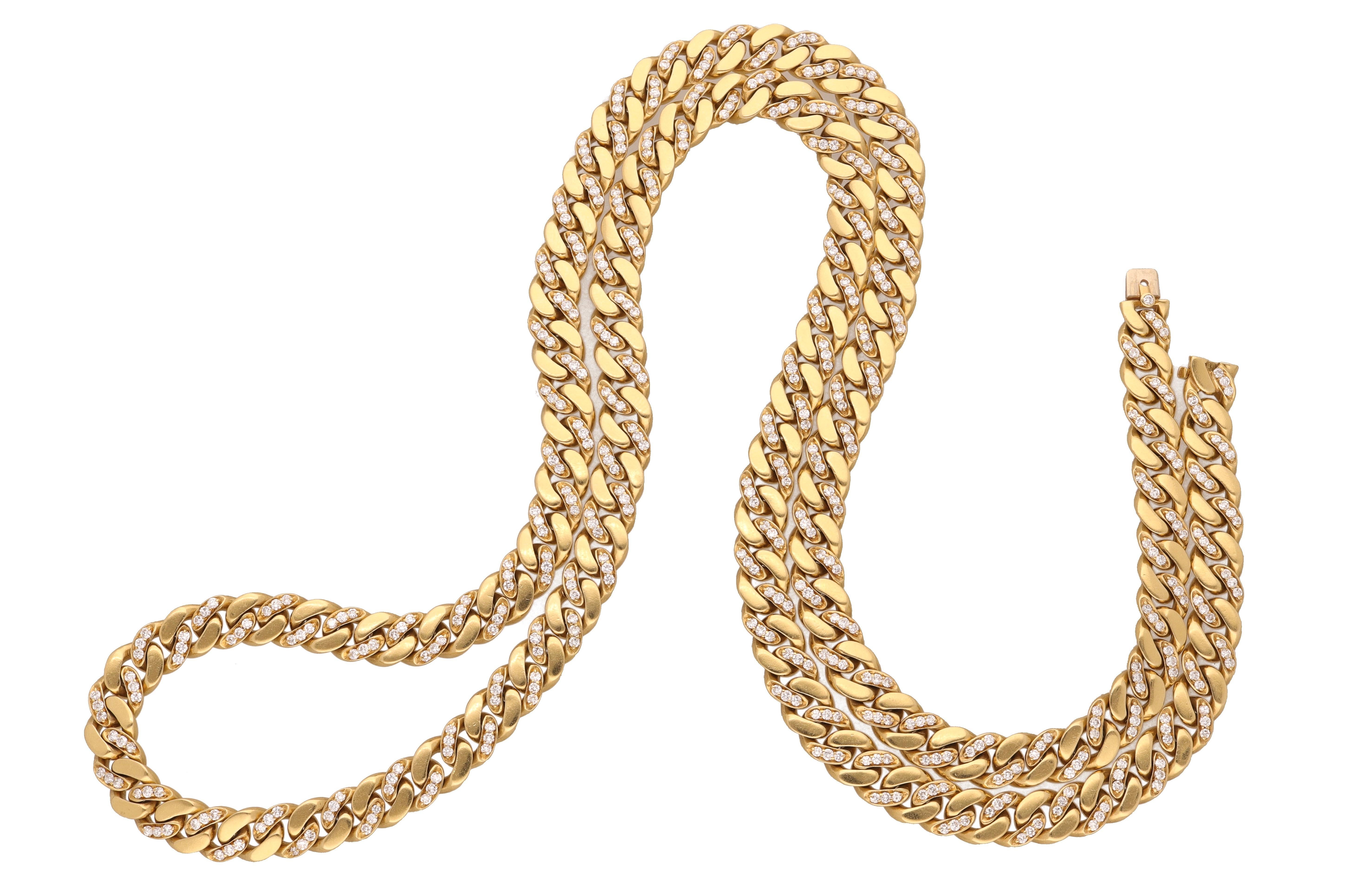 1980 Bulgari 18 Kt. Yellow Gold Diamonds Groumette Necklace In Excellent Condition In Rome, IT