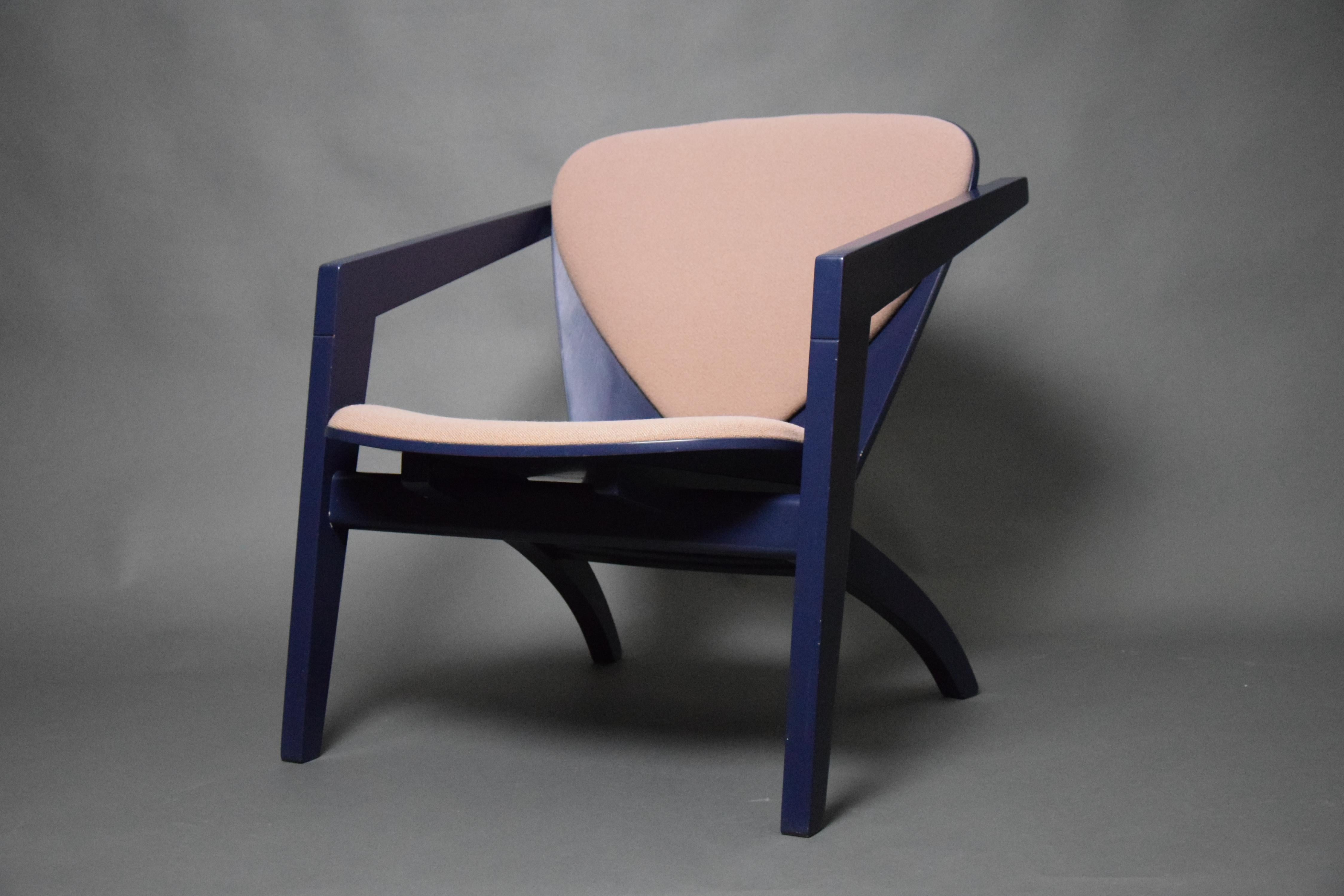 1980 Butterfly Blue Lounge Chair GE 460 Designed by Hans Wegner For Sale 6