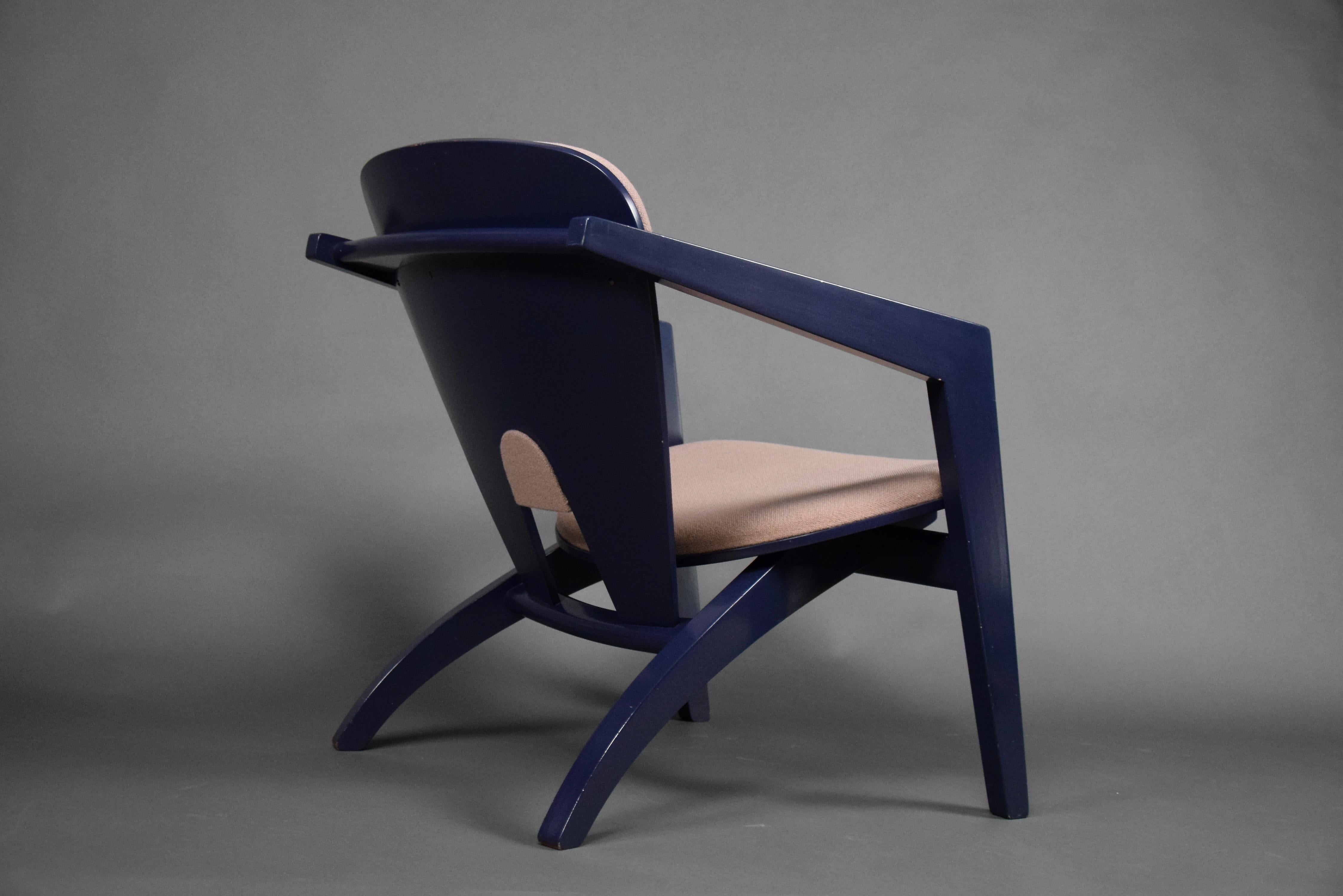 1980 Butterfly Blue Lounge Chair GE 460 Designed by Hans Wegner For Sale 7