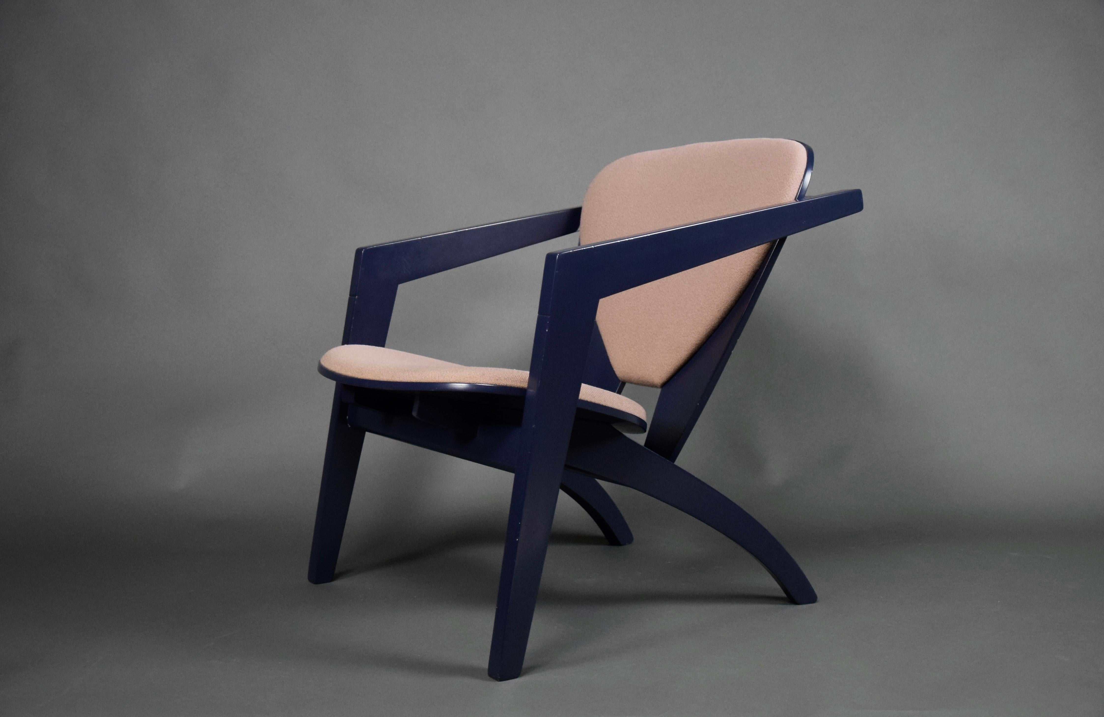 1980 Butterfly Blue Lounge Chair GE 460 Designed by Hans Wegner For Sale 9