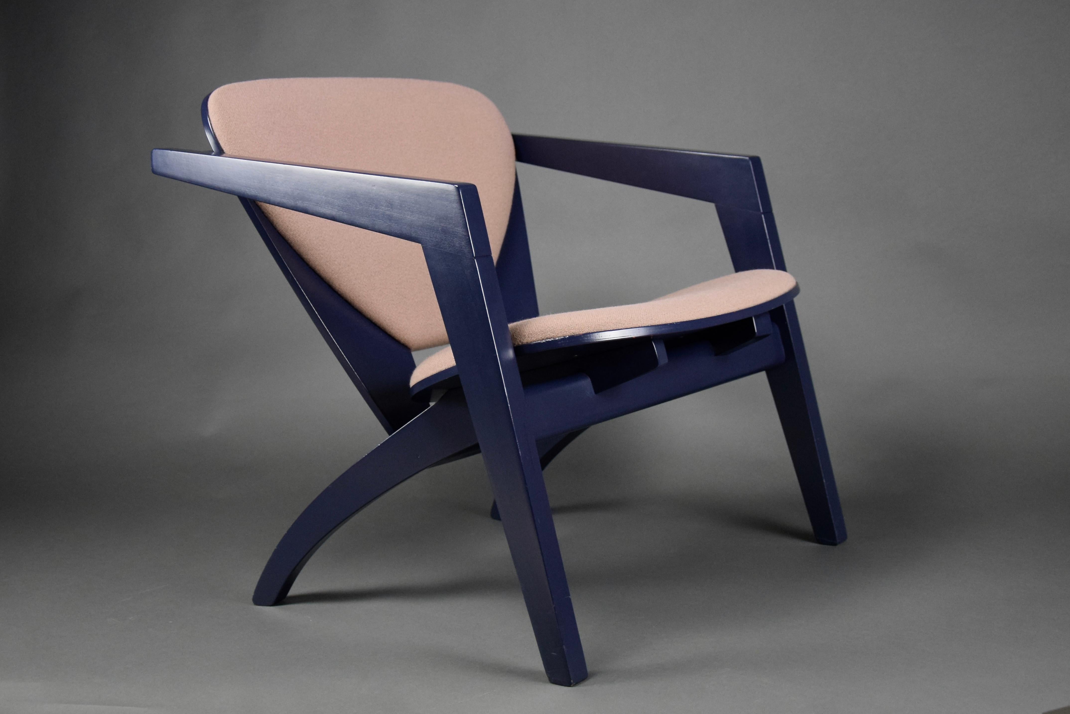 20th Century 1980 Butterfly Blue Lounge Chair GE 460 Designed by Hans Wegner For Sale
