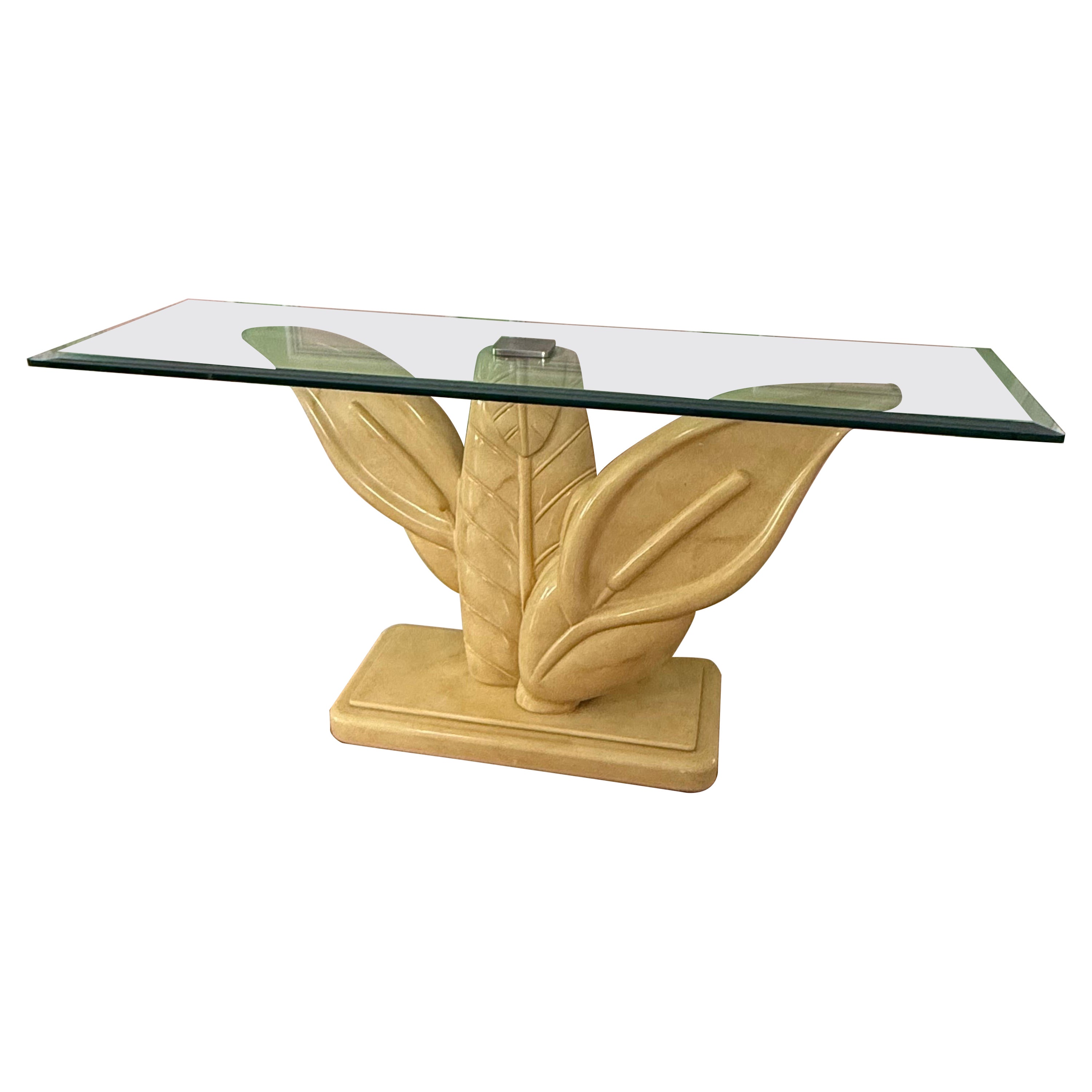 1980 Calla Lily Lacquered Console Table in the style of Karl Springer For Sale