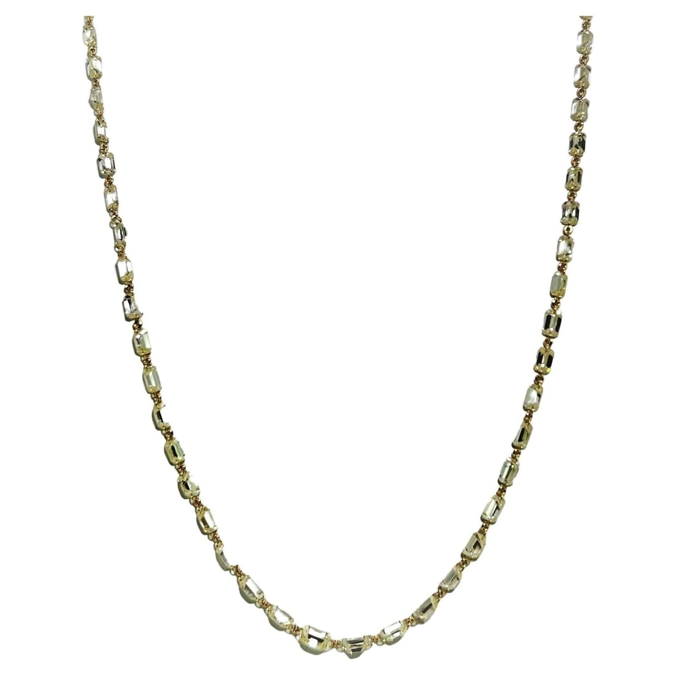 19.80 Karat gelber Diamant-Halskette auf 18 Karat Gelbgold (Trapezschliff) im Angebot