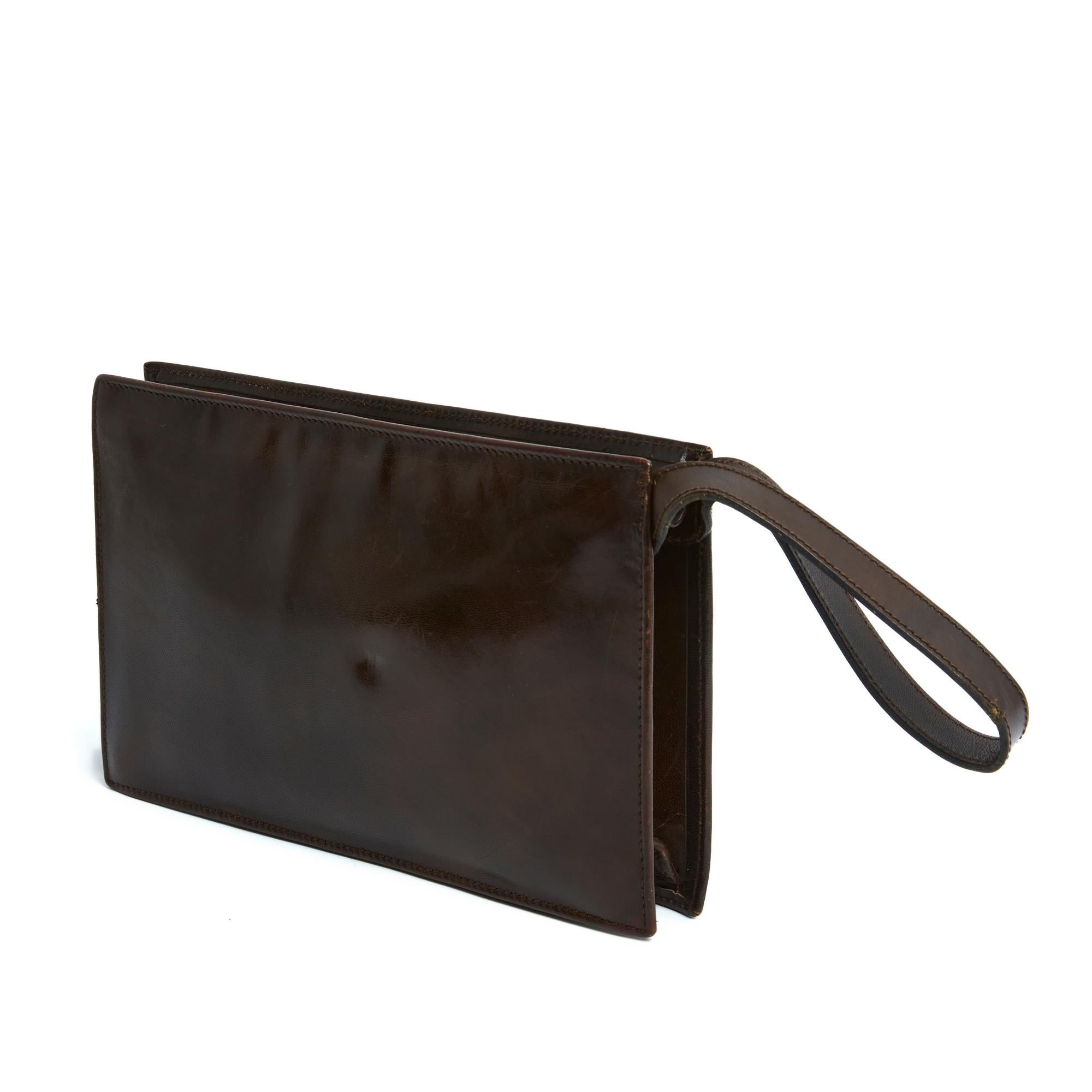 chocolate brown clutch purse