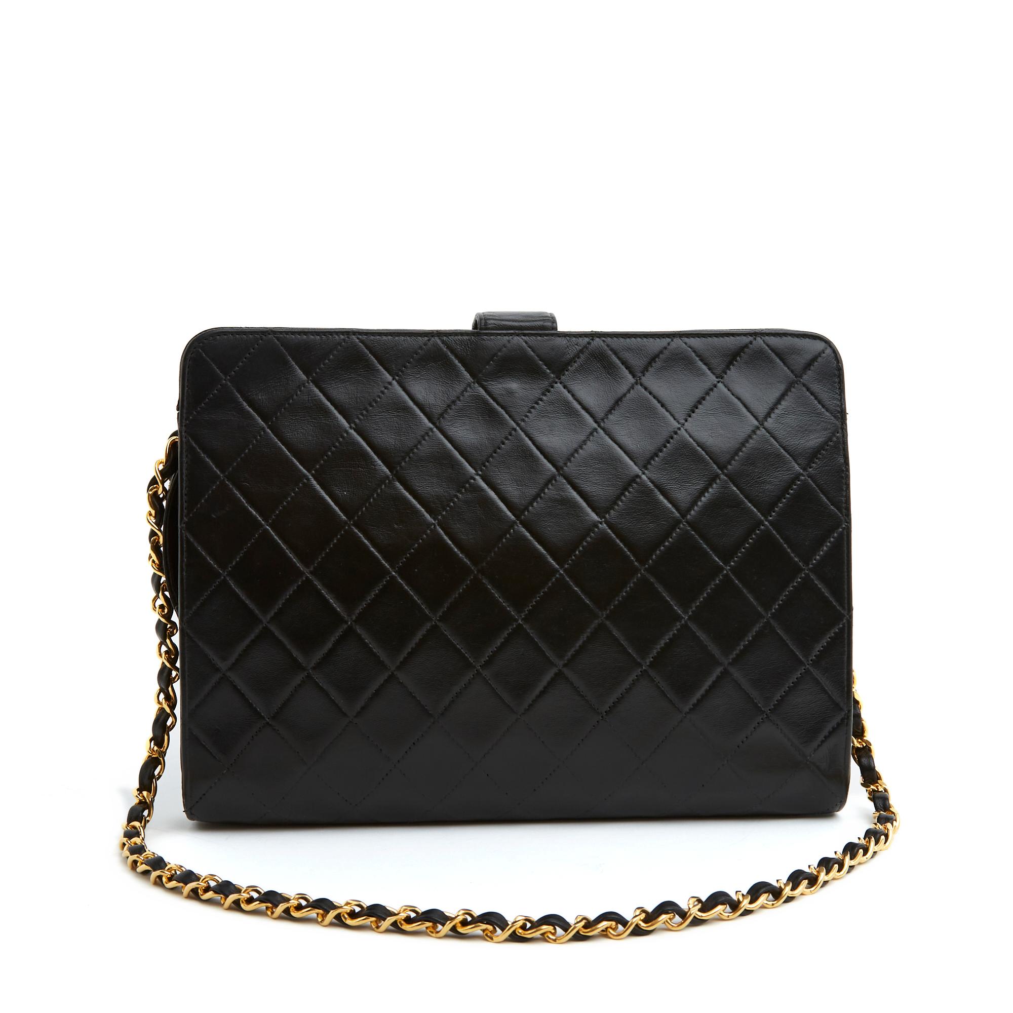 1980 Chanel Haute Couture Timeless Black clutch Bag In Good Condition In PARIS, FR