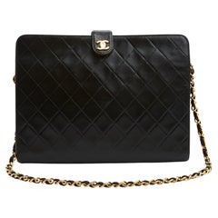 1980 Chanel Haute Couture Timeless Black clutch Bag