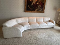 1980 curvy white sectional with wavy pattern fabric