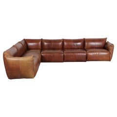 1980 Dutch Soft-Form Leather Sectional Sofa in the Manner of Gerard van den Berg