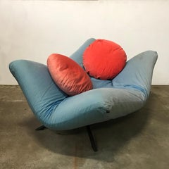 1980, Fabrizio Ballardini for Arflex, 2 Couches Ribalta in Original Soft Fabric