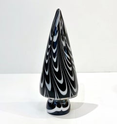 1980 Formia Italian Vintage White Black Clear Murano Glass Tree Modern Sculpture