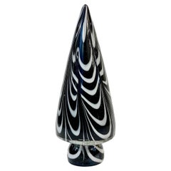 1980 Formia Italian Retro White Black Clear Murano Glass Tree Modern Sculpture