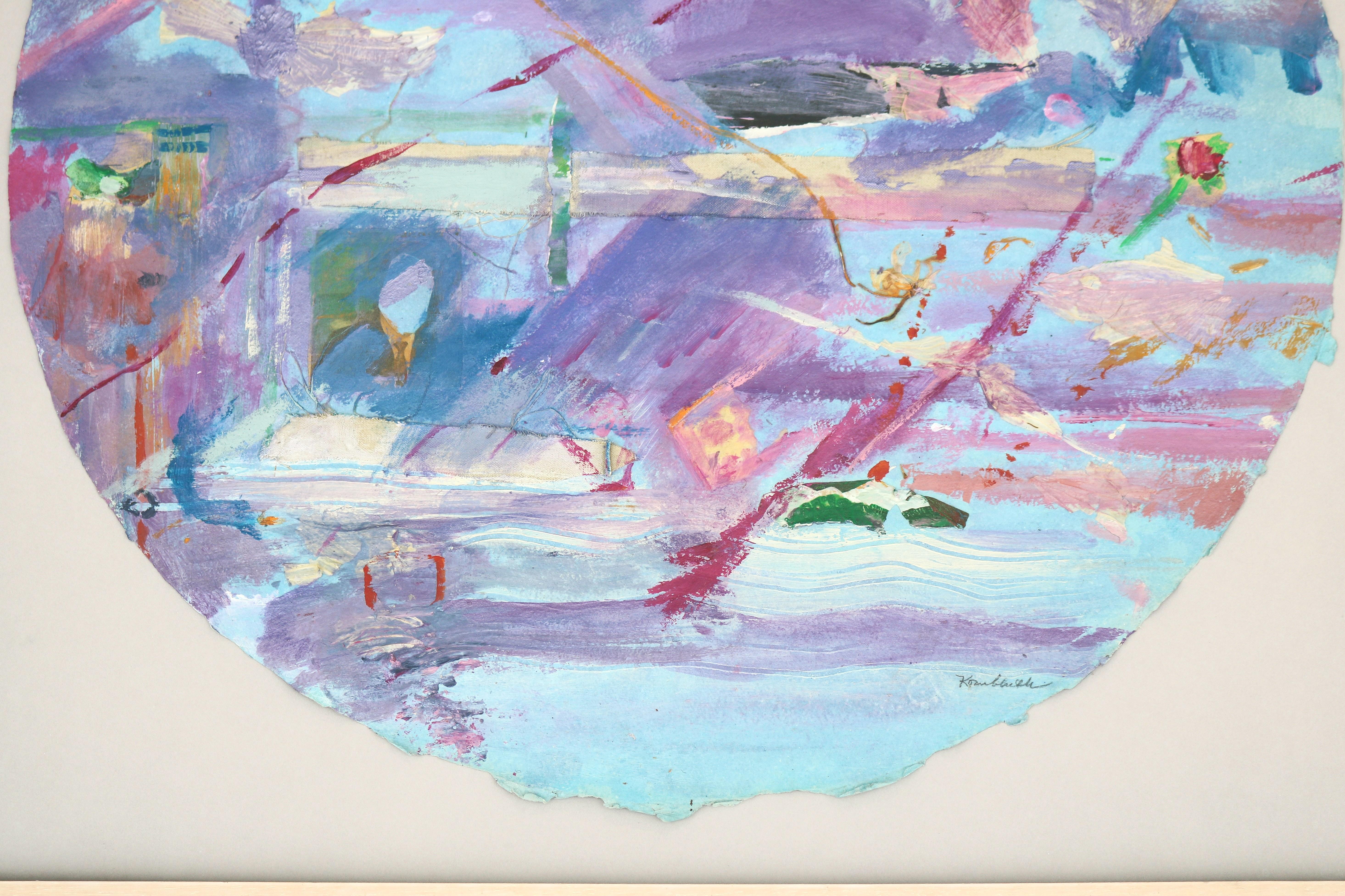1980 Frances Kornbluth Collage único circular abstracto de técnica mixta sobre papel en venta 3