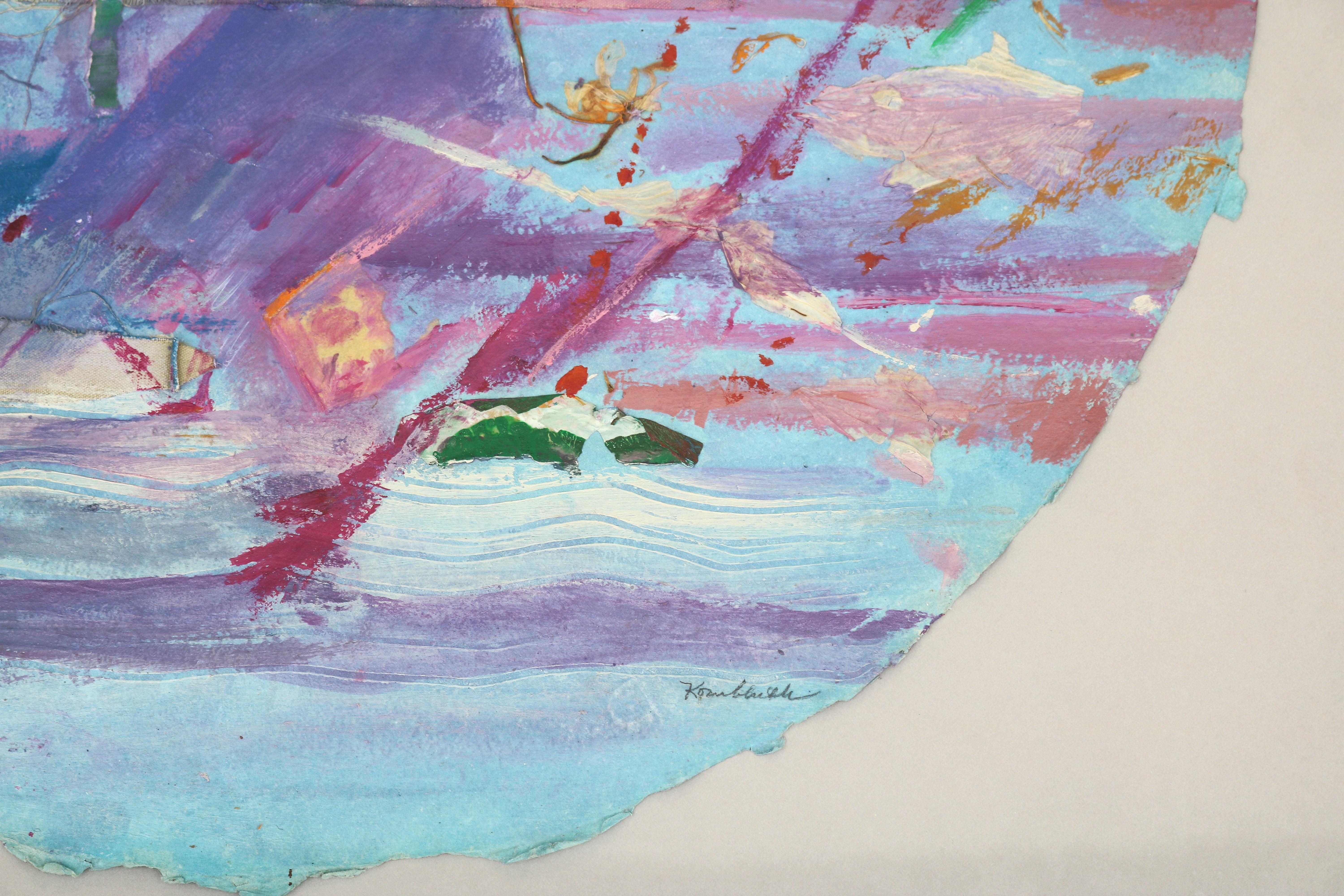 1980 Frances Kornbluth Collage único circular abstracto de técnica mixta sobre papel en venta 5