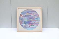 1980 Frances Kornbluth Unique Circular Abstract Mixed Media Collage on Paper