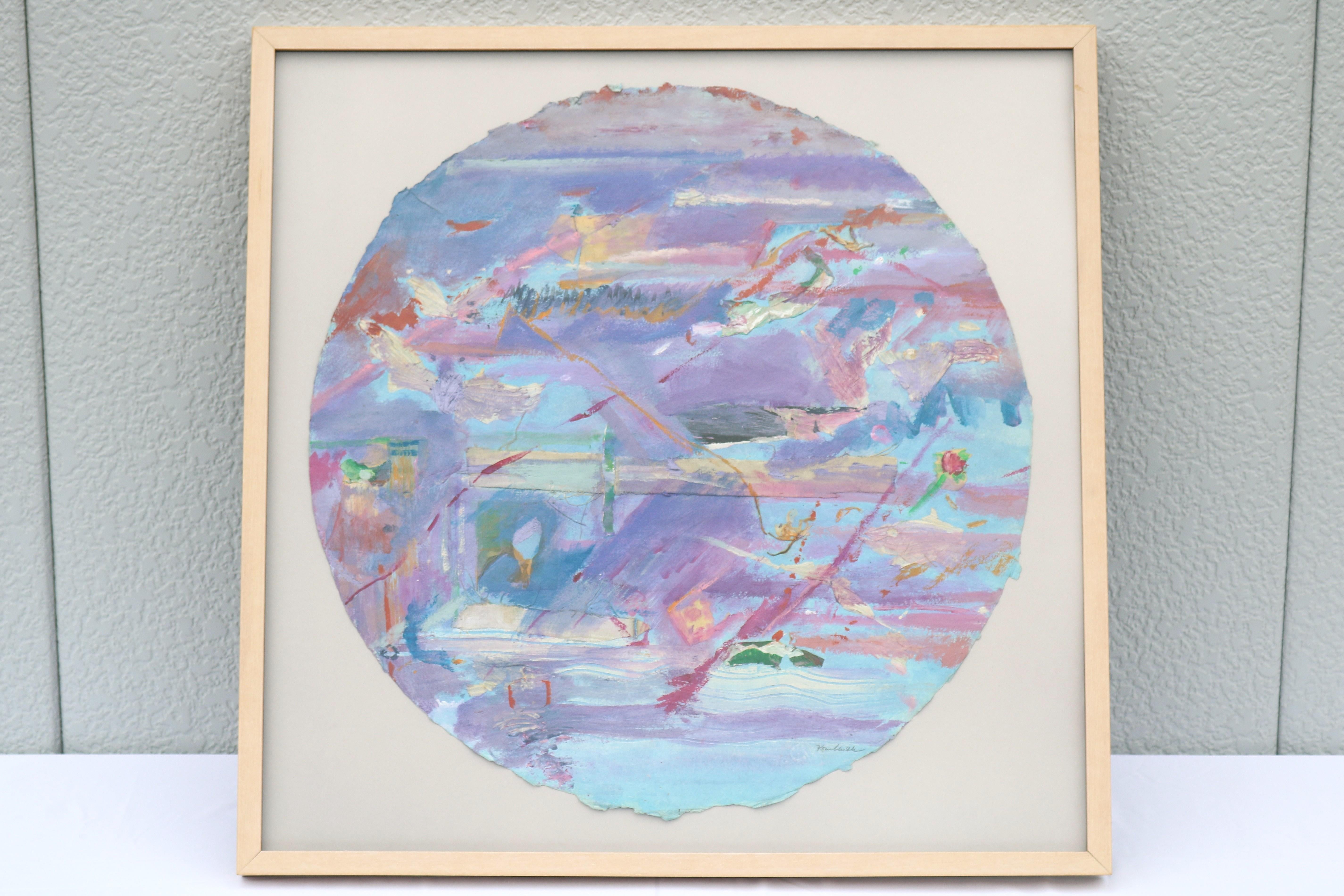 1980 Frances Kornbluth Collage único circular abstracto de técnica mixta sobre papel Expresionista en venta