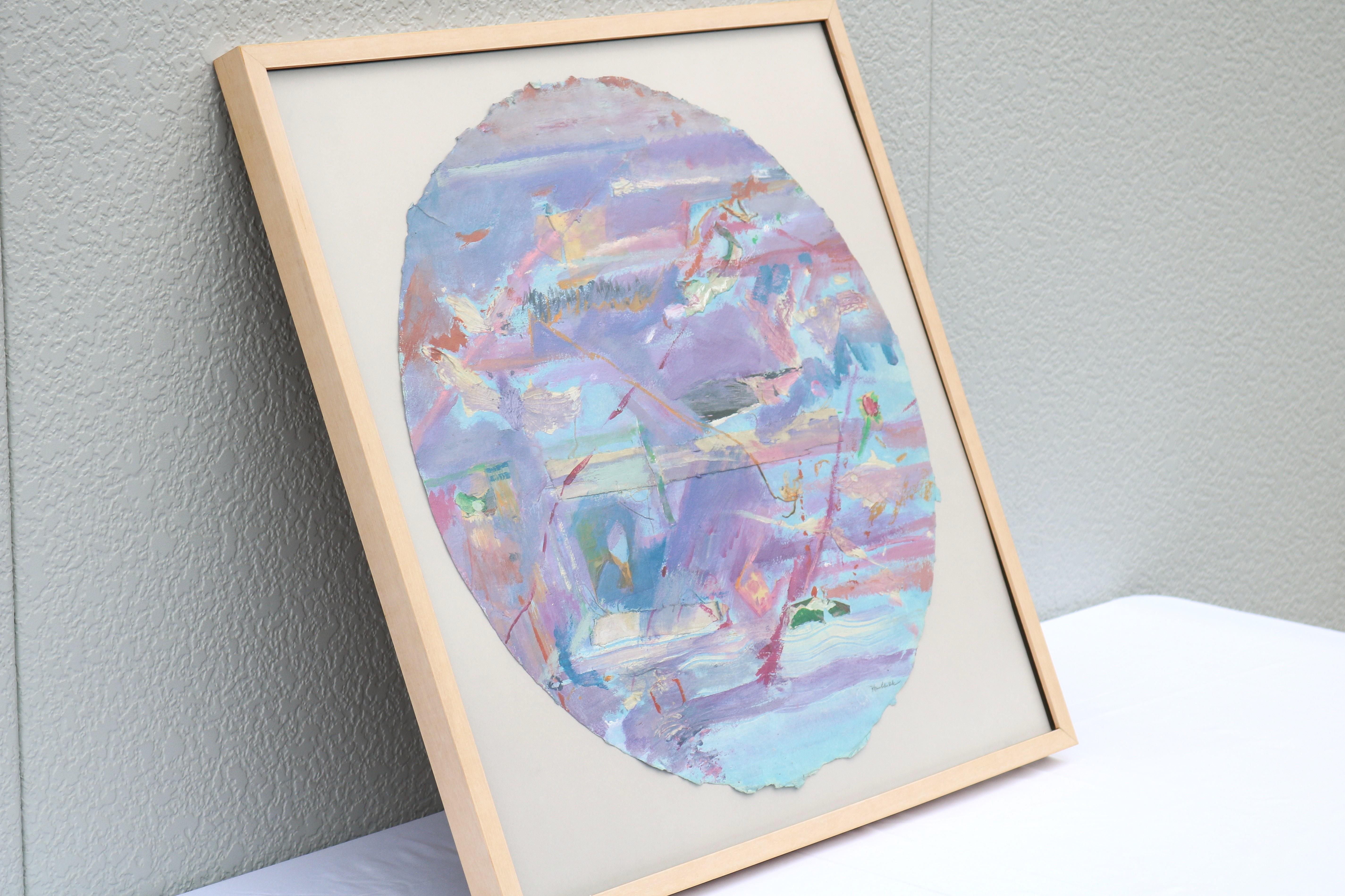 1980 Frances Kornbluth Collage único circular abstracto de técnica mixta sobre papel en venta 1