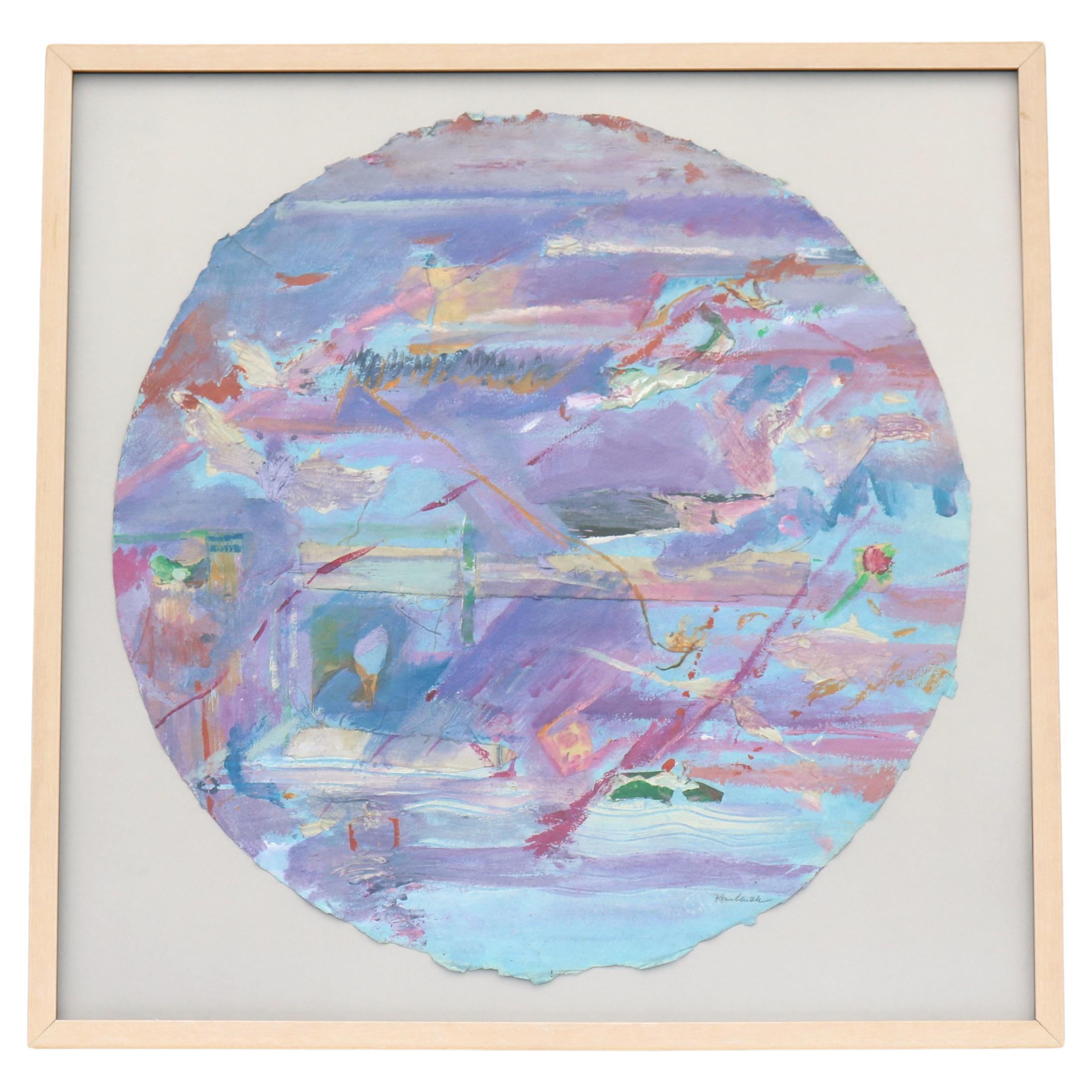 1980 Frances Kornbluth Collage único circular abstracto de técnica mixta sobre papel en venta
